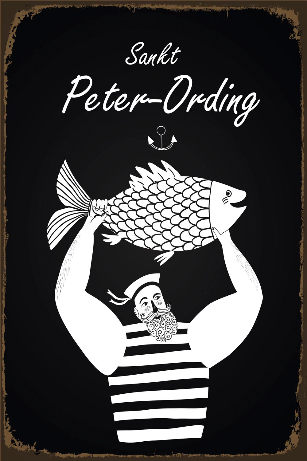 queence Metallbild »Sankt Peter-Ording«, Schriftzüge-Schriftzug-Schwarz-Weiss, (1 St.), Stahlschilder