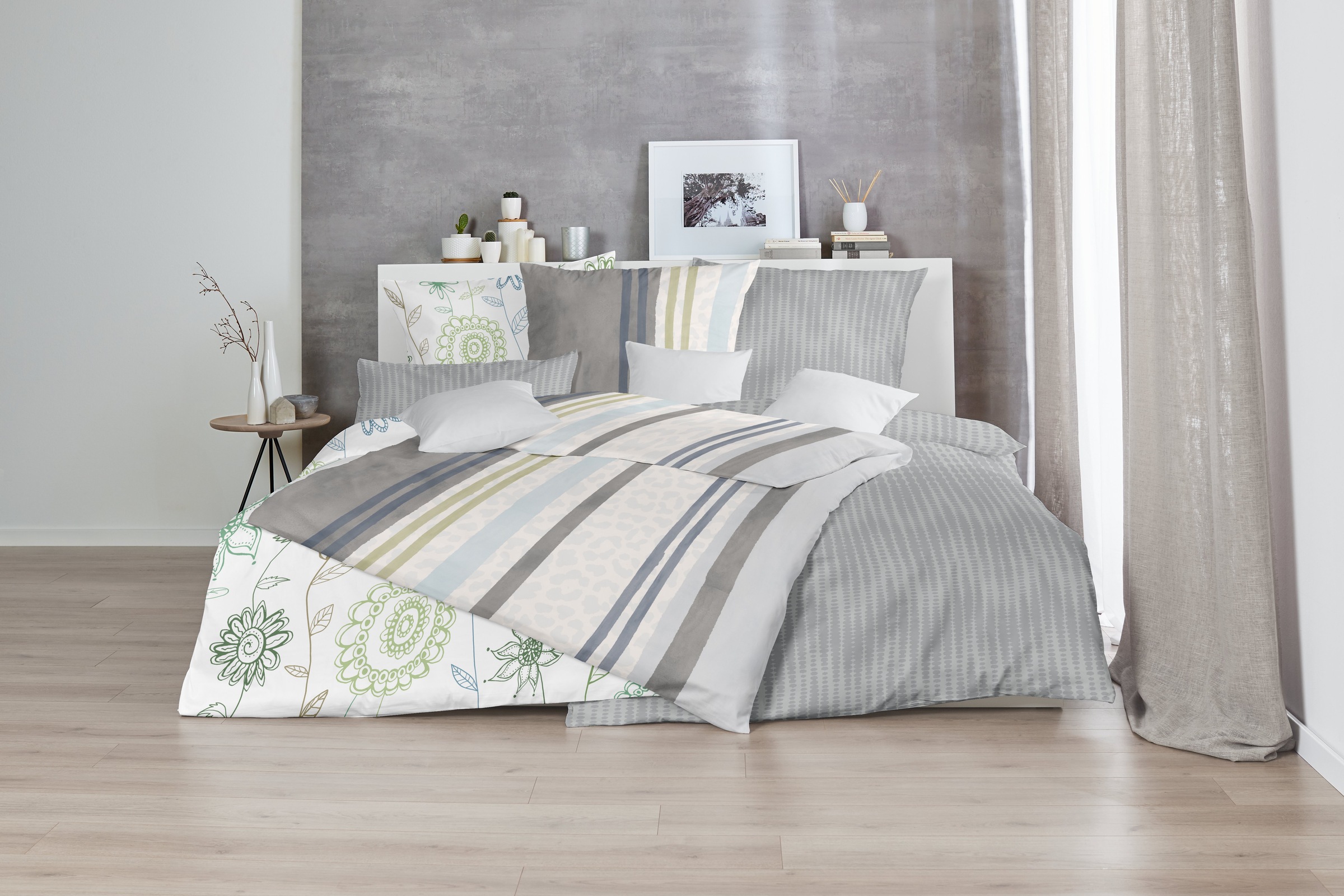 Primera Linge de lit »Feinbiber-Bettwäsche Frida« 2 cuis avec motif floral joyeux