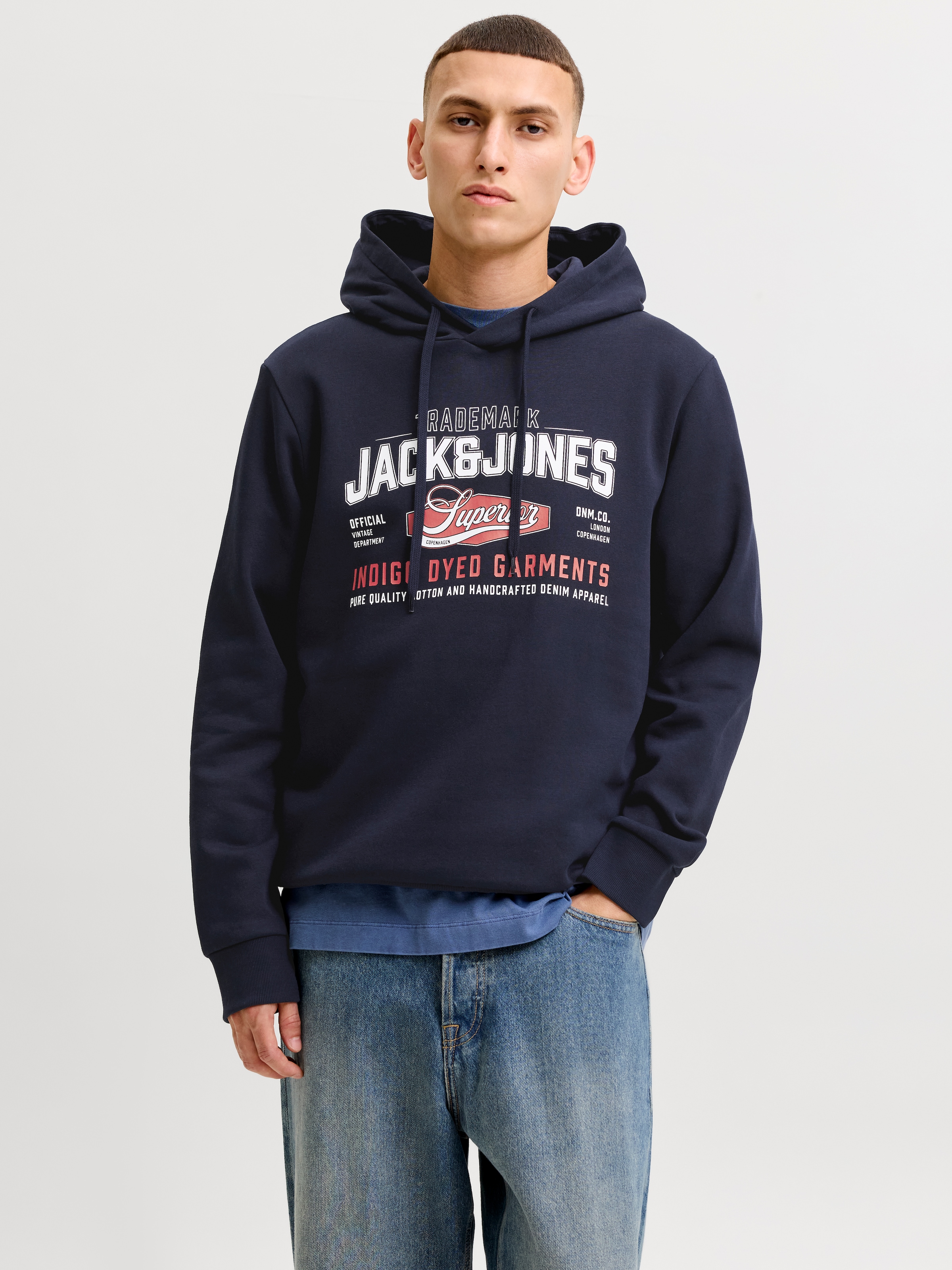 Jack & Jones Sweat à capuche »JJELOGO SWEAT HOOD 2 COL AW26 SN«, mélange coton, coupe régulière
