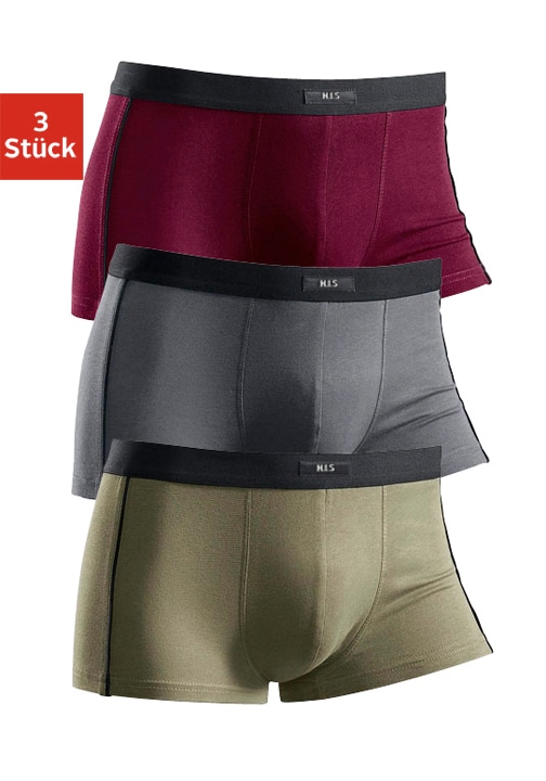 Boxershorts, (Packung, 3 St.), in Hipster-Form mit schmalen Piping