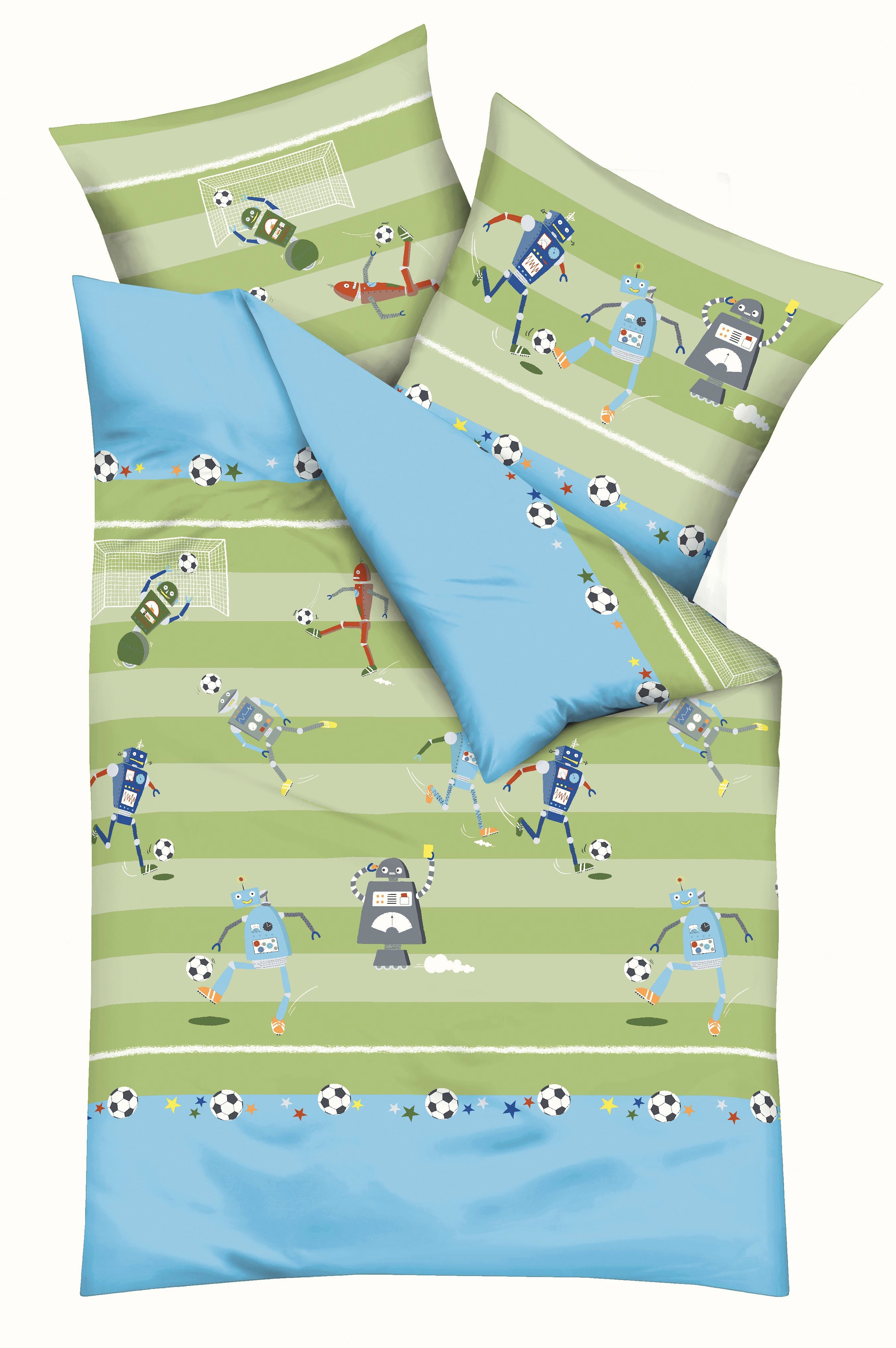 Image of Kaeppel Kinderbettwäsche "Robo Football" 2 Stk. Fussballspielende Roboter