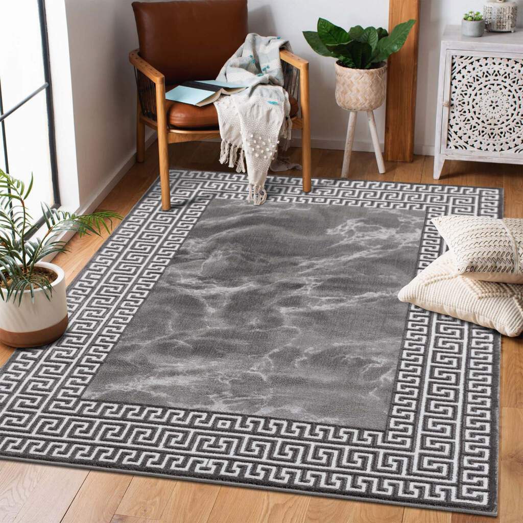 Image of Carpet City Teppich "Chic" rechteckig 11 mm Höhe Kurzflor, Bordüre, Weicher Flor, ideal für Wohnzimmer & Schlafzimmer