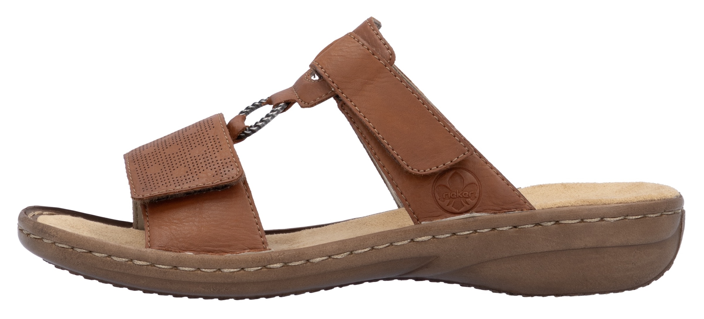 Rieker Pantolette  chaussure d'été, chaussure de plage, chaussure à scratch avec perforations