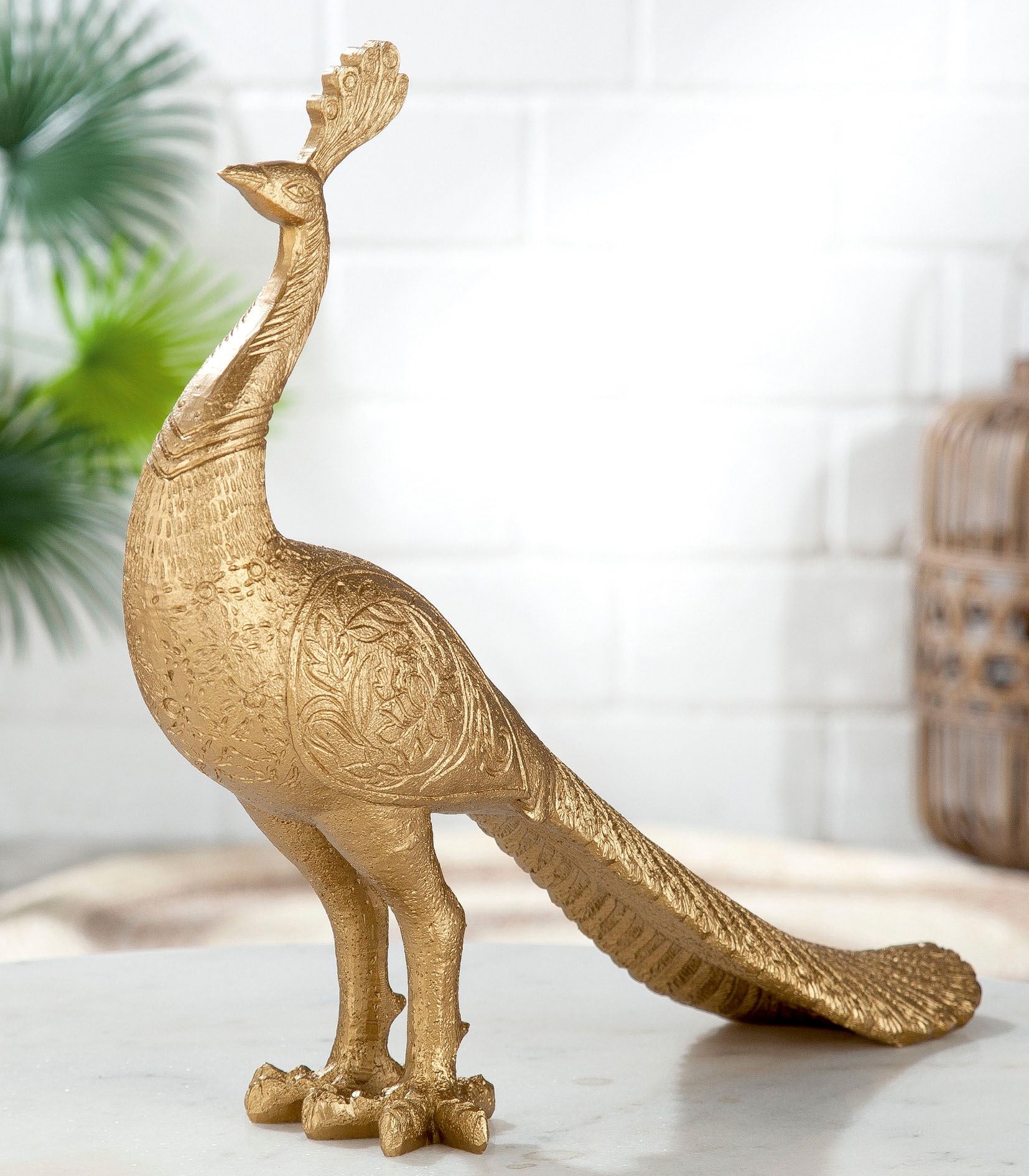 Casablanca by Gilde Dekofigur »Tierfigur Pfau, gold«, Dekoobjekt, Höhe 37  cm, Wohnzimmer kaufen