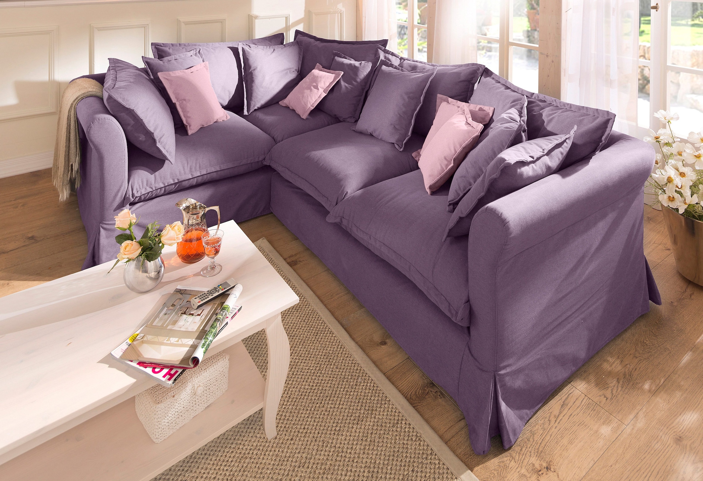 Image of Home affaire Ecksofa "Luise L-Form" mit vielen losen Kissen und abnehmbarer Husse