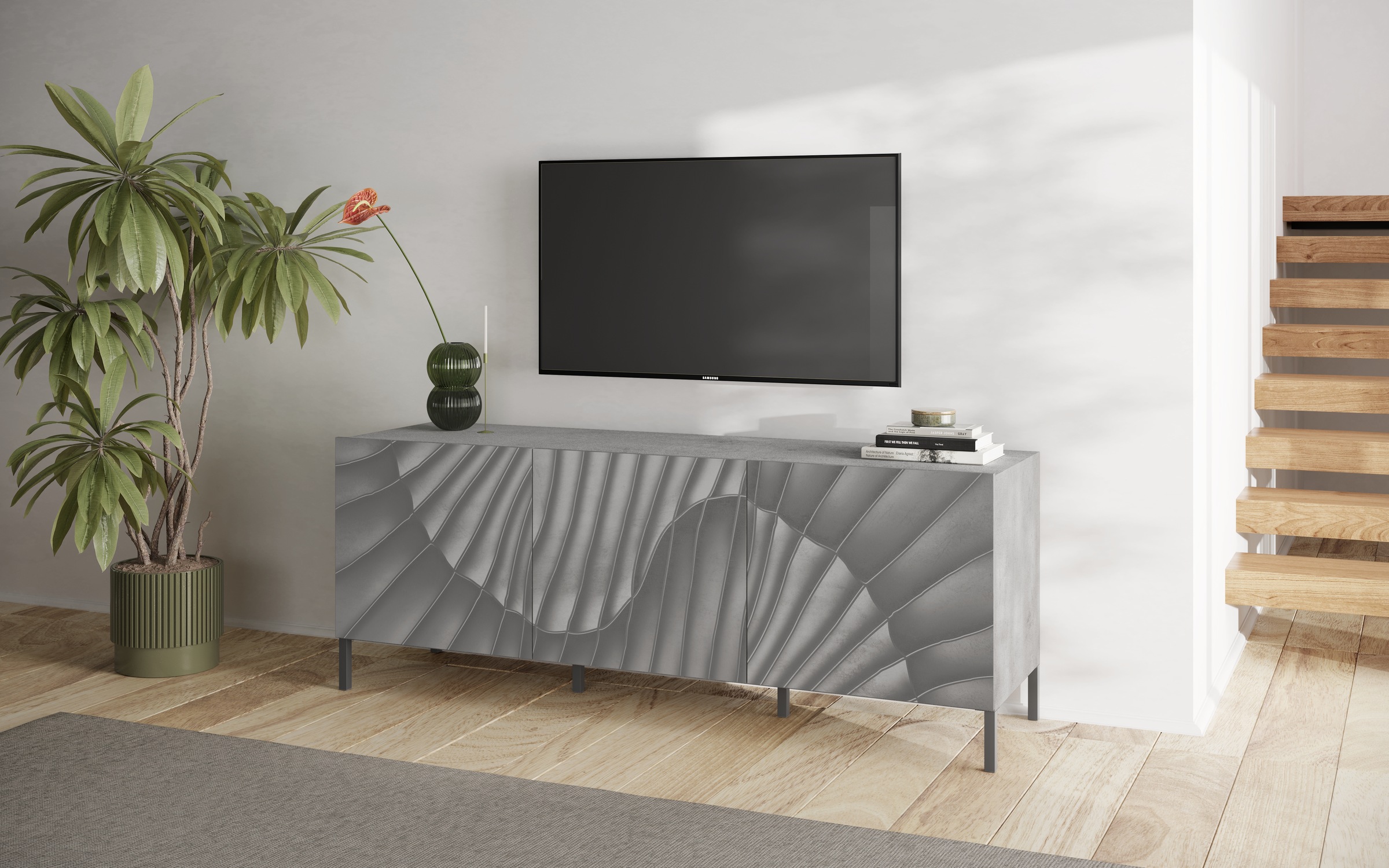 INOSIGN Lowboard »Snake Breite 181 cm, modernes TV-Board mit 3 Türen, TV-Möbel,«, TV-Kommode, TV-Schrank, Front mit besonderem Siebdruck