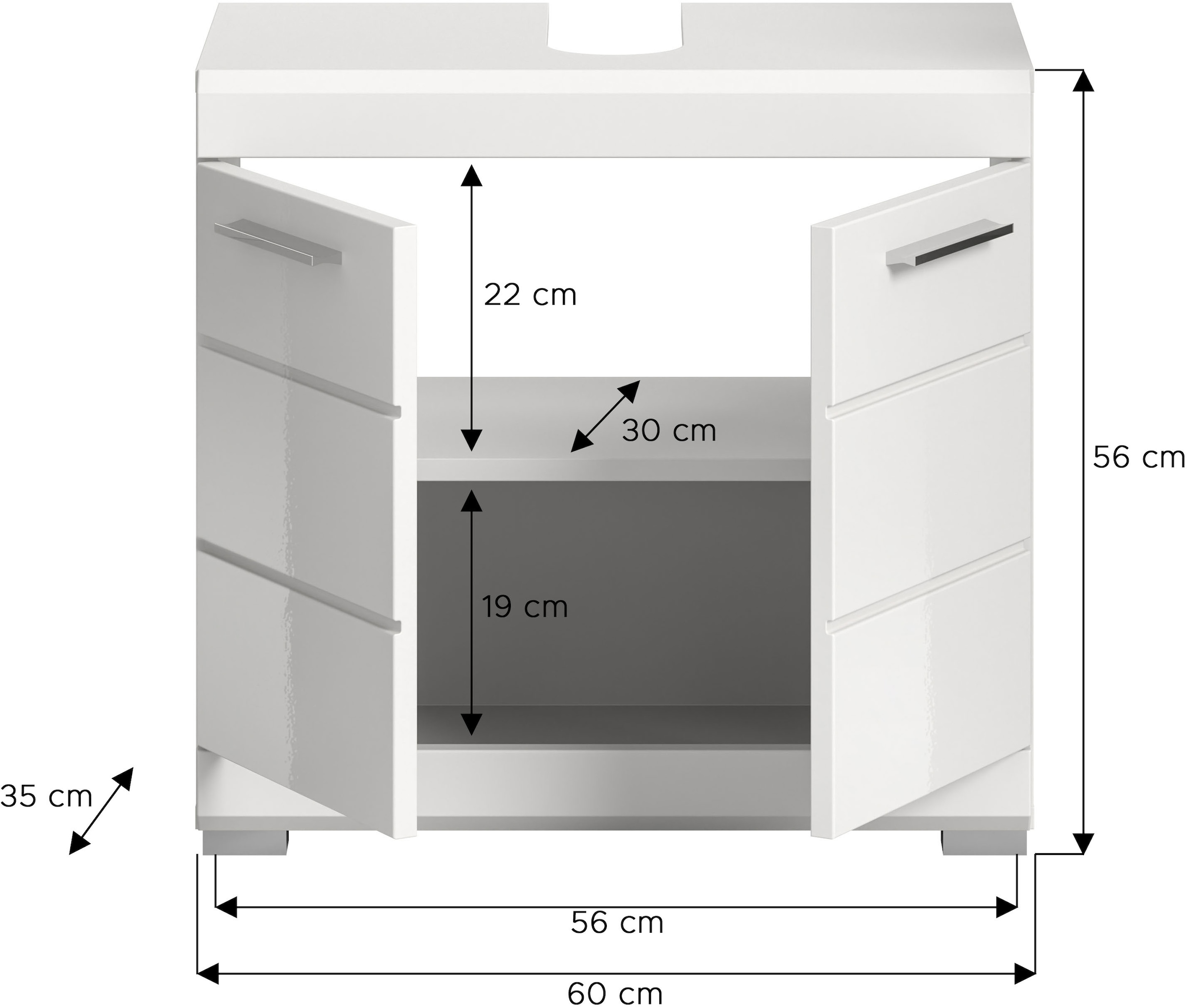 INOSIGN Waschbeckenunterschrank »Siena, Breite 60cm, 2 Tür, 2 Fächer, mit Siphonausschnitt, MDF-Front«, (1 St.), in verschiedenen Farben erhältlich, Badmöbel, Badschrank, Kommode, Bad