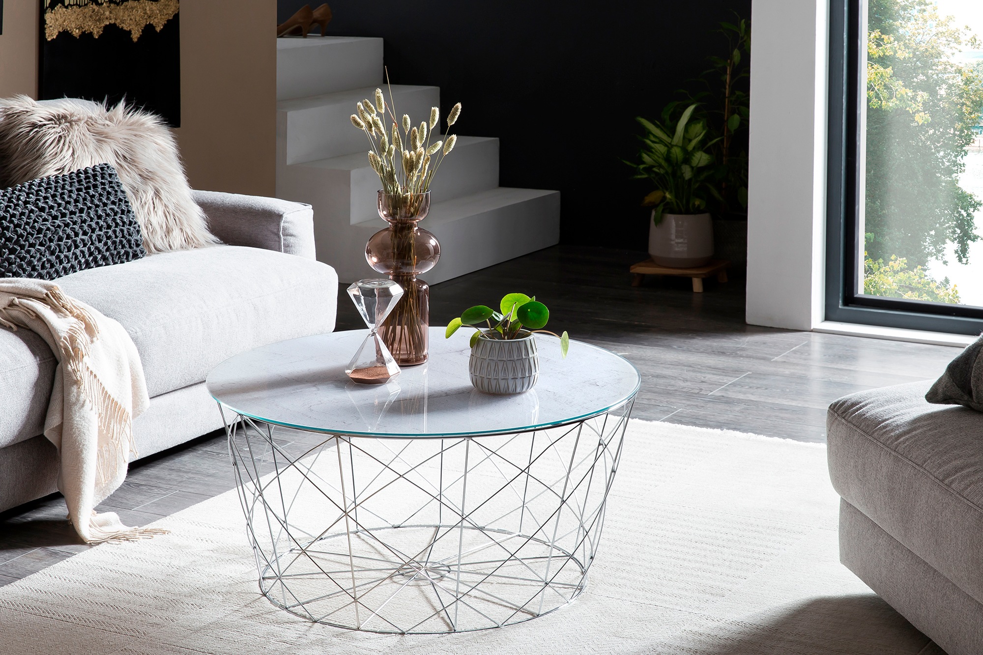 SalesFever Couchtisch "Caorle Coffeetable: Harmonisches Wohnambiente" Stilvolles Korbgestell