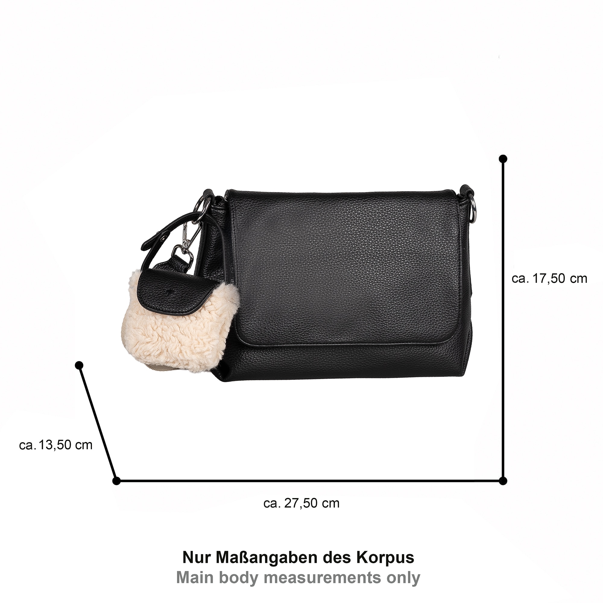 TOM TAILOR Umhängetasche »Fania« Damen Schultertasche mit Fellimitat-Anhänger