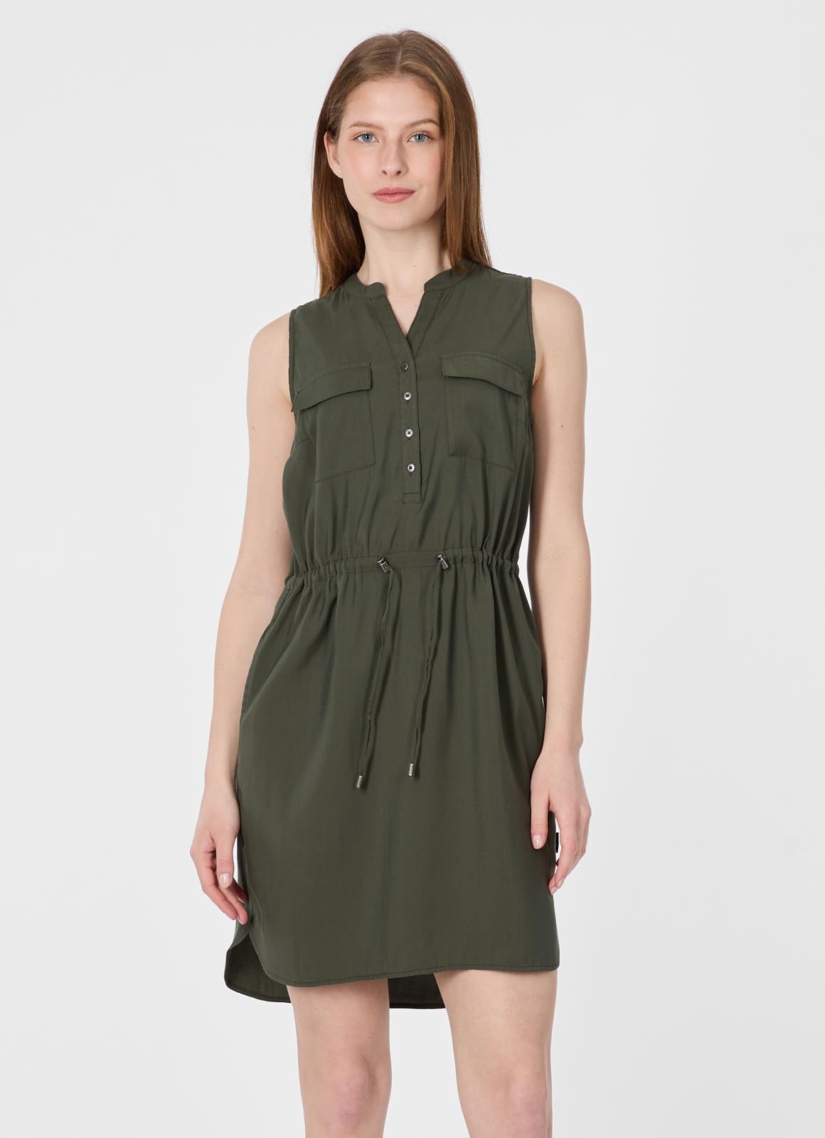Image of Ragwear Sommerkleid "ROISSIN" Brusttaschen Viskosemischung mit Brusttaschen, Taillenband und Anti-Knitter-Finish