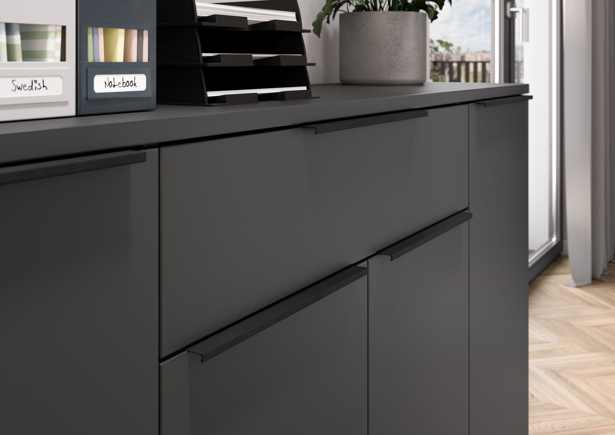 GERMANIA Sideboard »Mailand«, Sideboard mit einer Schublade und 4 Türen, in graphit & weiss verfügbar