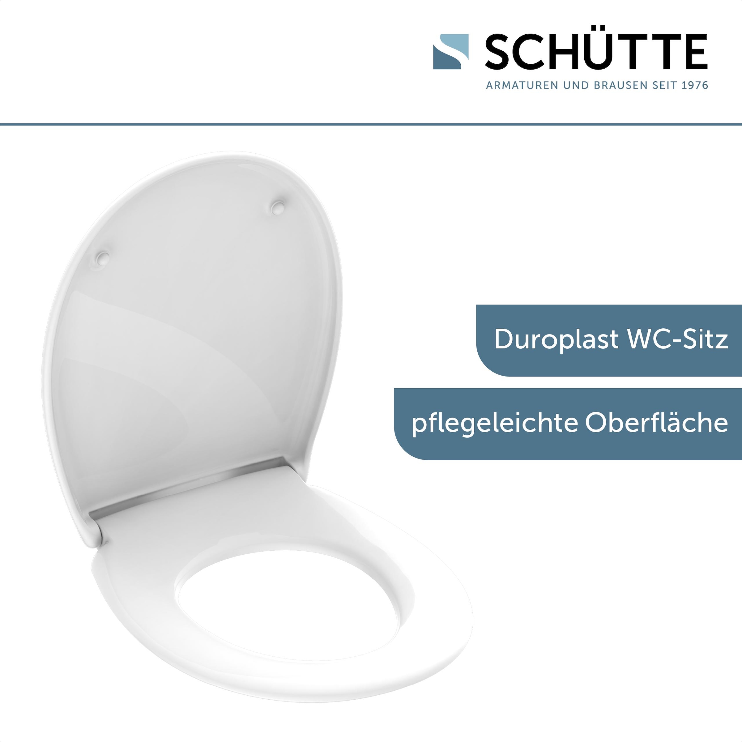 Schütte WC-Sitz »Duroplast, WHITE« WC-Sitz, Befestigungsmaterial, Montageanleitung,  mit Absenkautomatik und Schnellverschluss, inklusive Duftstein