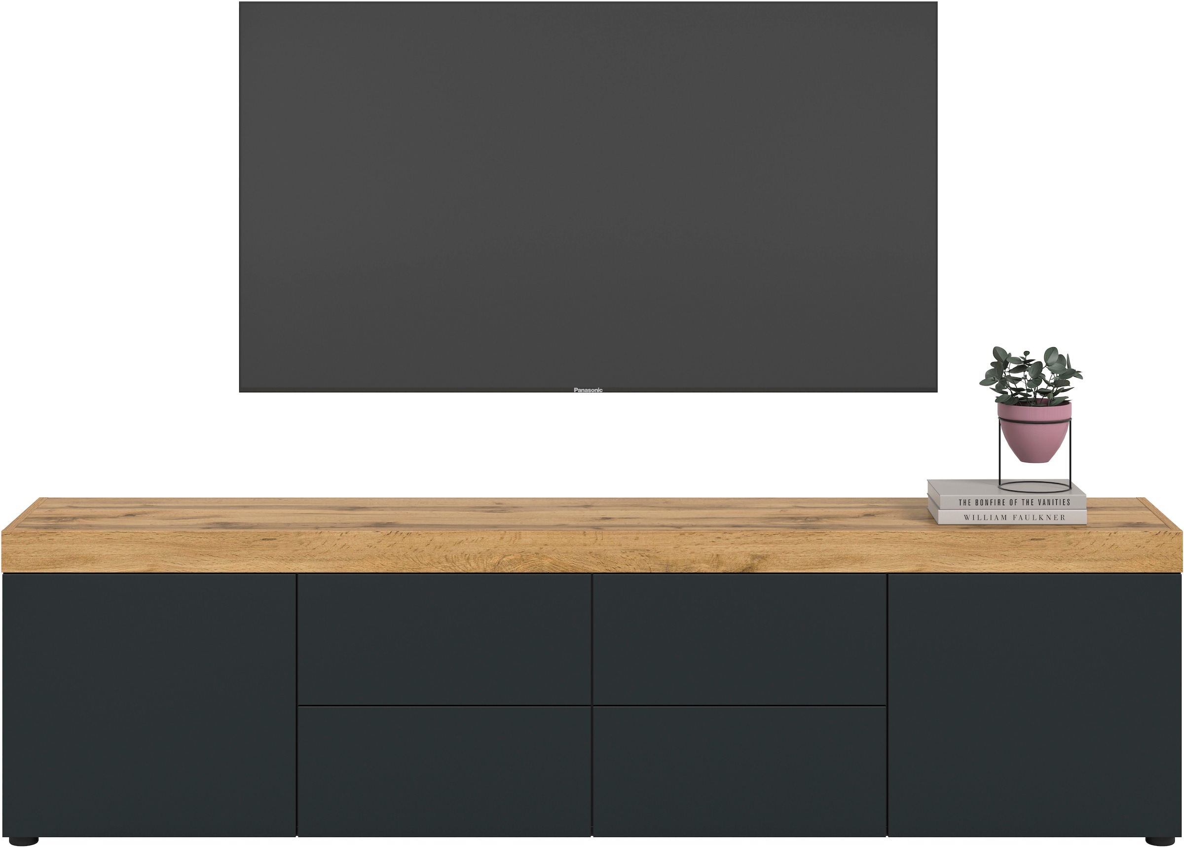 GOODproduct Table basse »MAMBO, TOPSELLER!, Breite 200cm, 2 Türen, 4 Schubkästen, push-2-open« 2 farbige Ausführung, in verschiedenen Farben erhältlich, 1 cuis tlg. Lowboard, TV Unterschrank, Tv-Schrank, Wohnzimmer