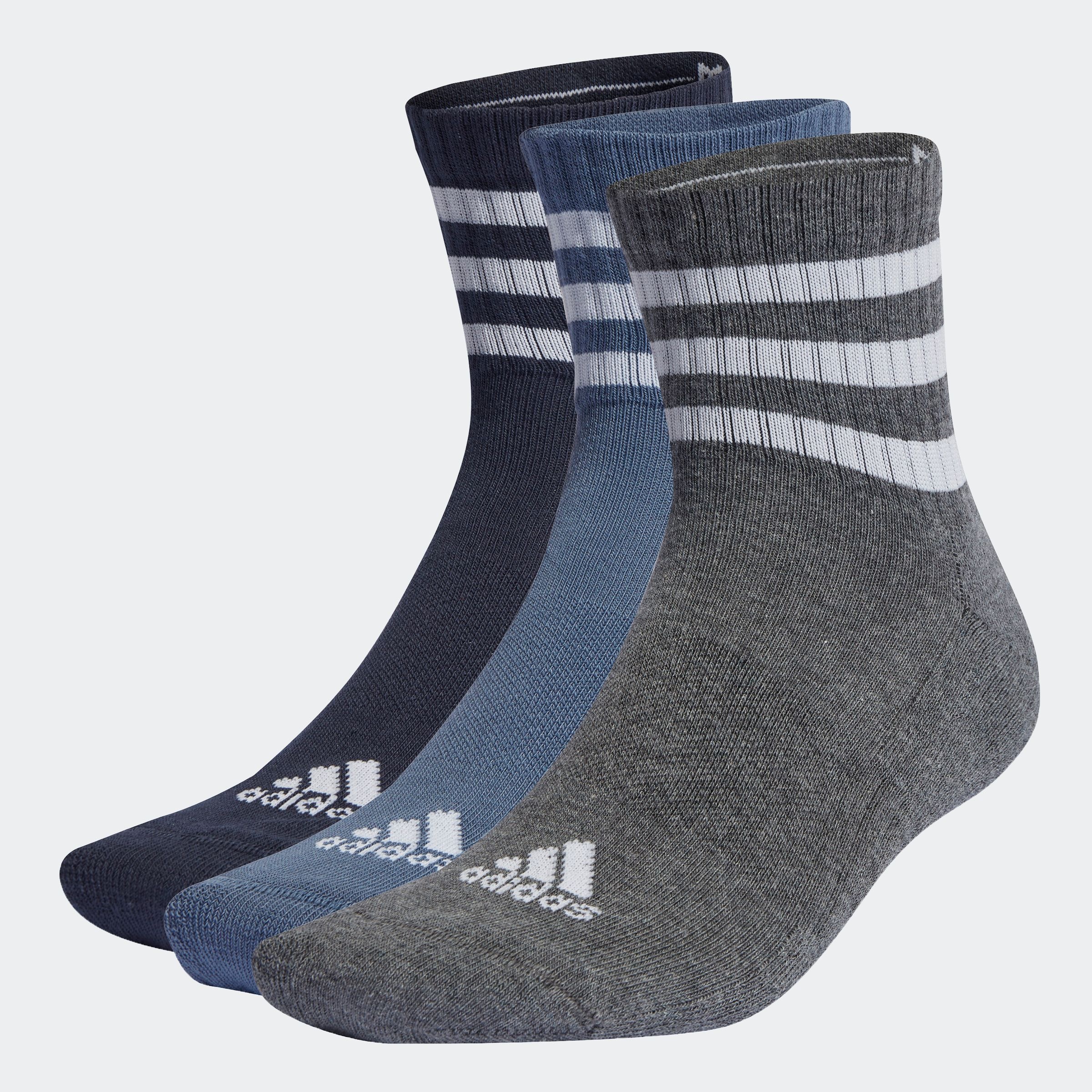 adidas Performance Funktionssocken »3STREIFEN CUSHIONED SPORTSWEAR MIDCUT SOCKEN, 3 PAAR«, (3 Paar)