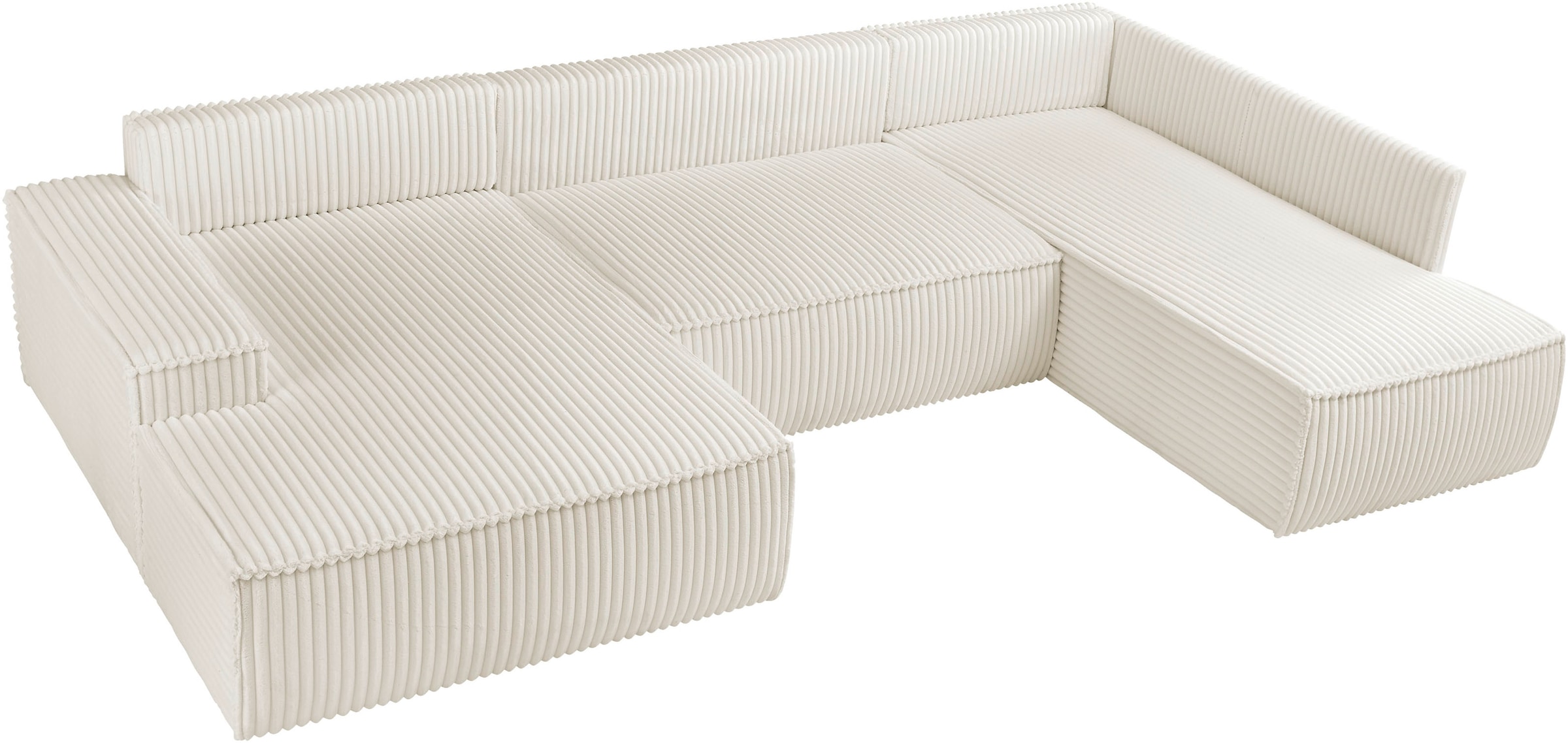 andas Wohnlandschaft »FINNLEY U-Form XXL 329 cm, Schlafsofa, Schlaffunktion m. Bettkasten«, (194/139 cm), Bouclé, Struktur und Cord