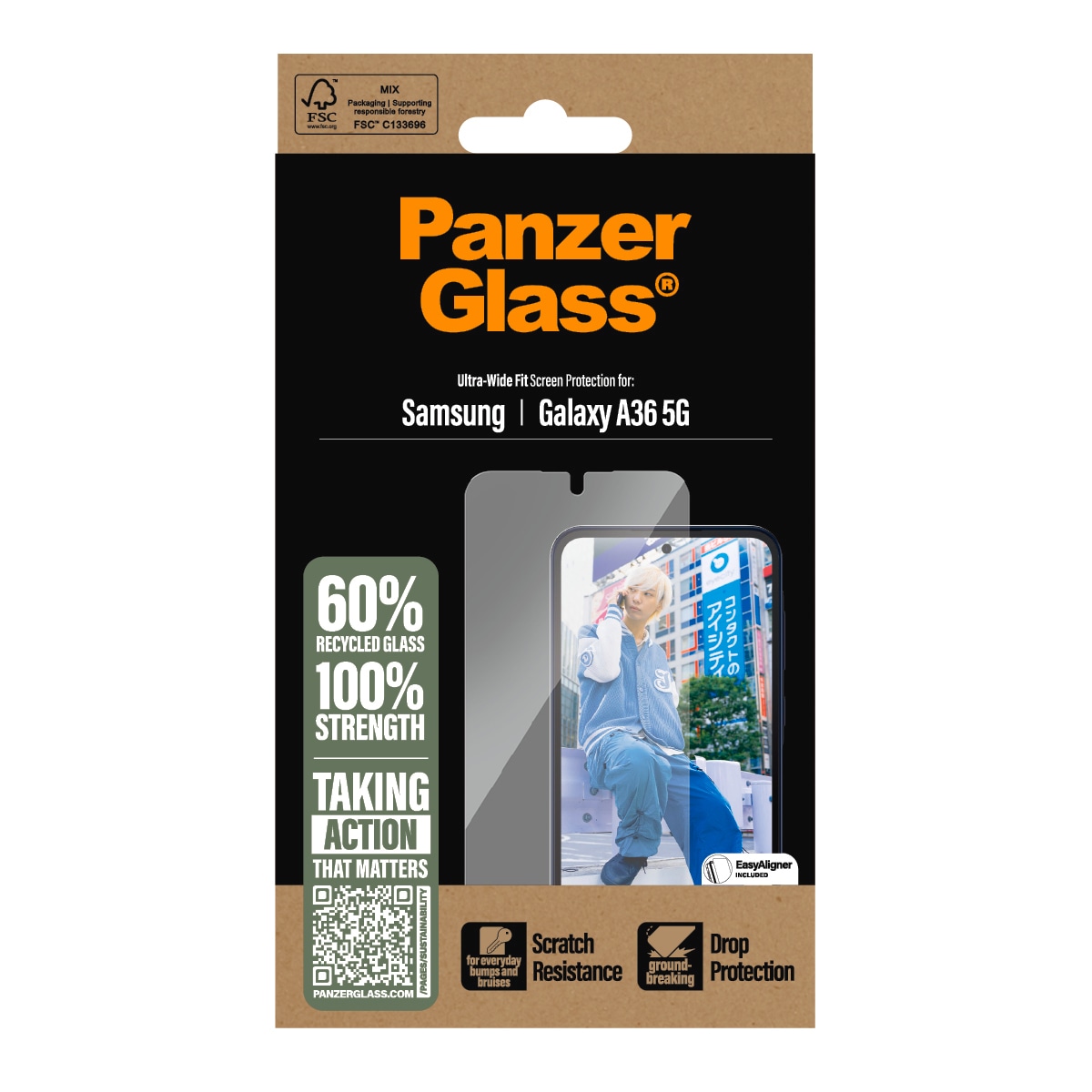 CARE by PanzerGlass Displayschutzglas »Ultra-Wide Fit Screen Protector«, für Samsung Galaxy A36 5G, Displayschutzfolie, Schutzfolie, Bildschirmschutz, kratz- & stossfest