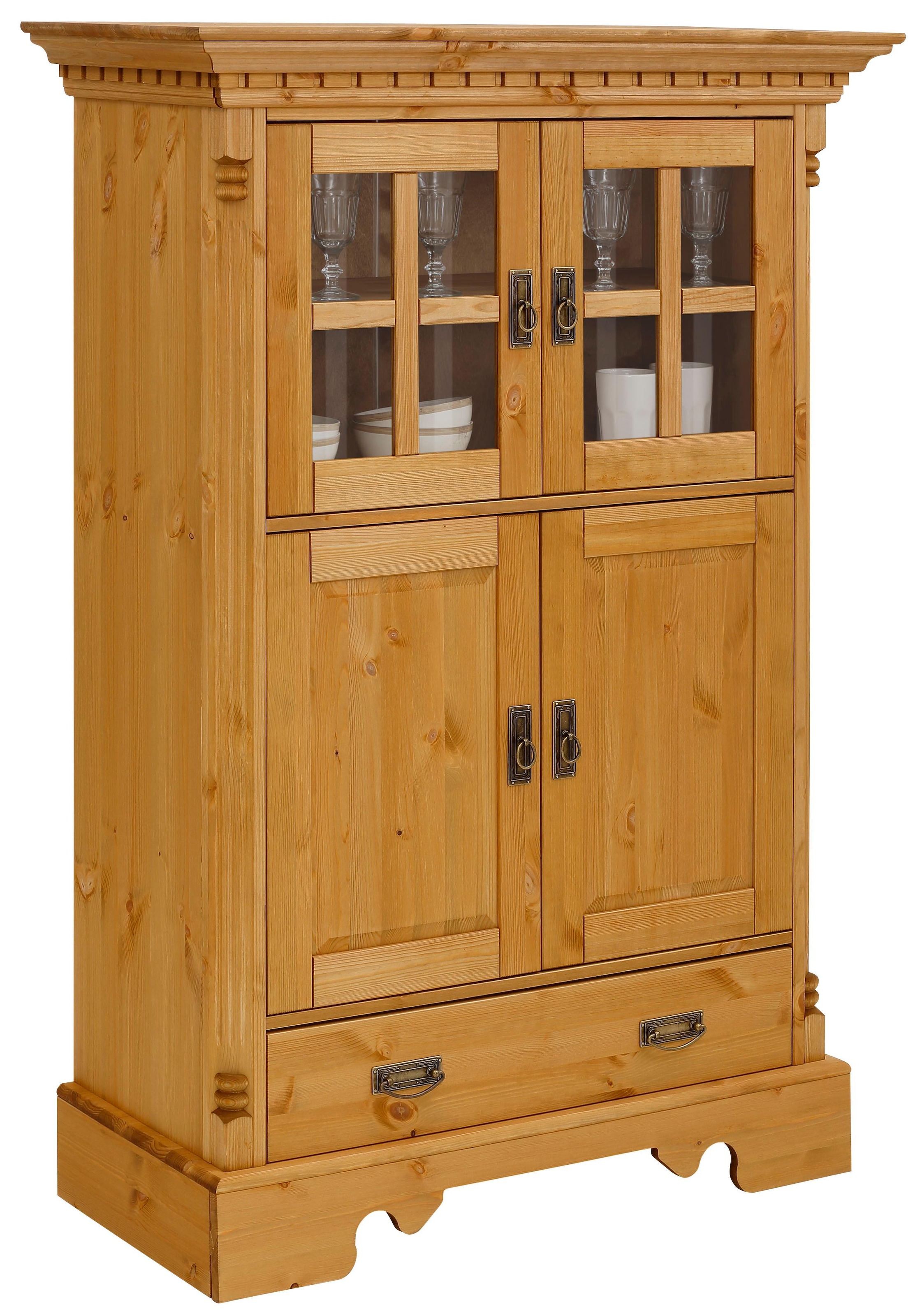 Home affaire Highboard »Milan«, Vitrine, Breite 102 cm, Massivholz, FSC®-zertifiziert