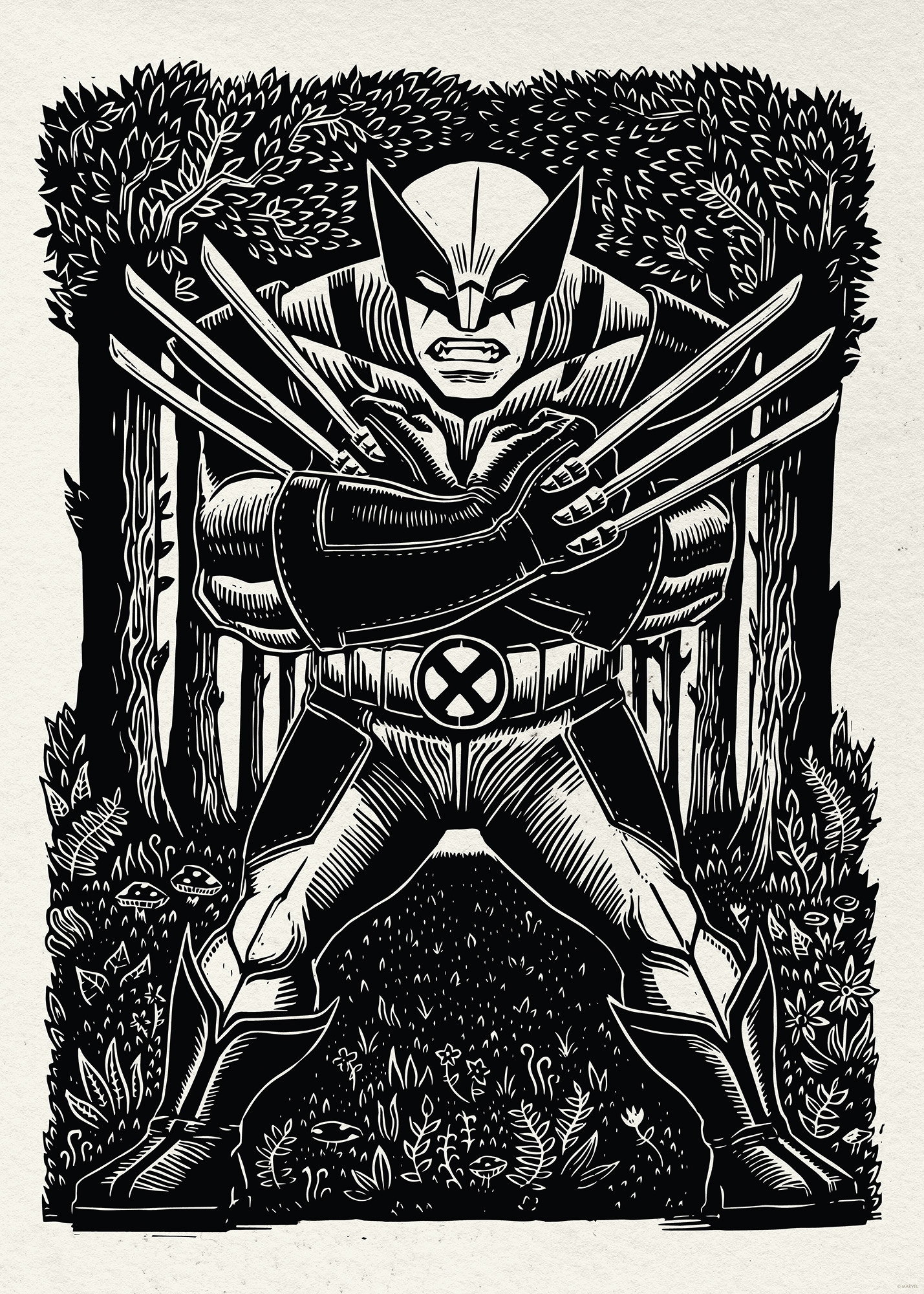 Komar Wandbild »Marvel Wolverine Lino-Cut« Disney Set, 1 Stk. tlg. 50 x 70 cm (Breite x Höhe) - Kinderzimmer, Dekoration
