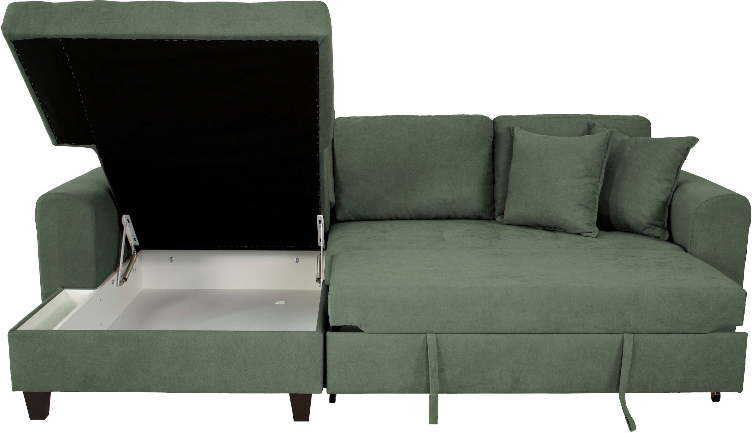 Trends by HG Canapé d'angle »Moritz L-Form, B: 265 cm« avec fonction couchage, coffre-lit & coussin décoratif