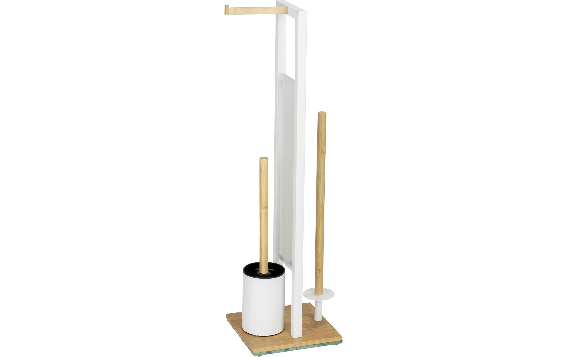 WENKO WC-Garnitur "Rivalta" aus Bambus  Edelstahl  Glas