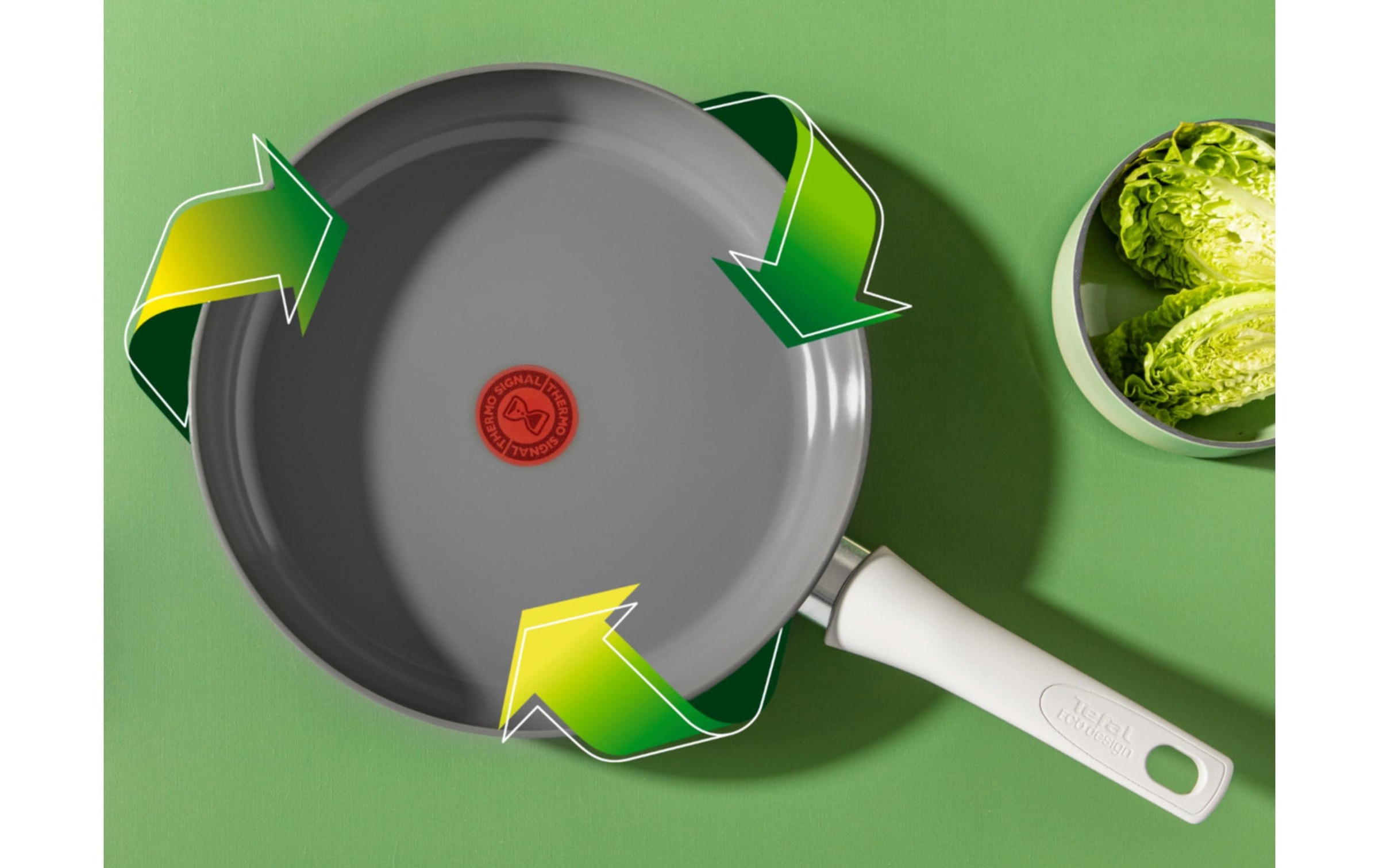 Tefal Bratpfanne »Renew On 20 / 24 / 28 cm« Aluminium 3 tlg. ratpfannenset aus recyceltem Aluminium mit Keramikbeschichtung