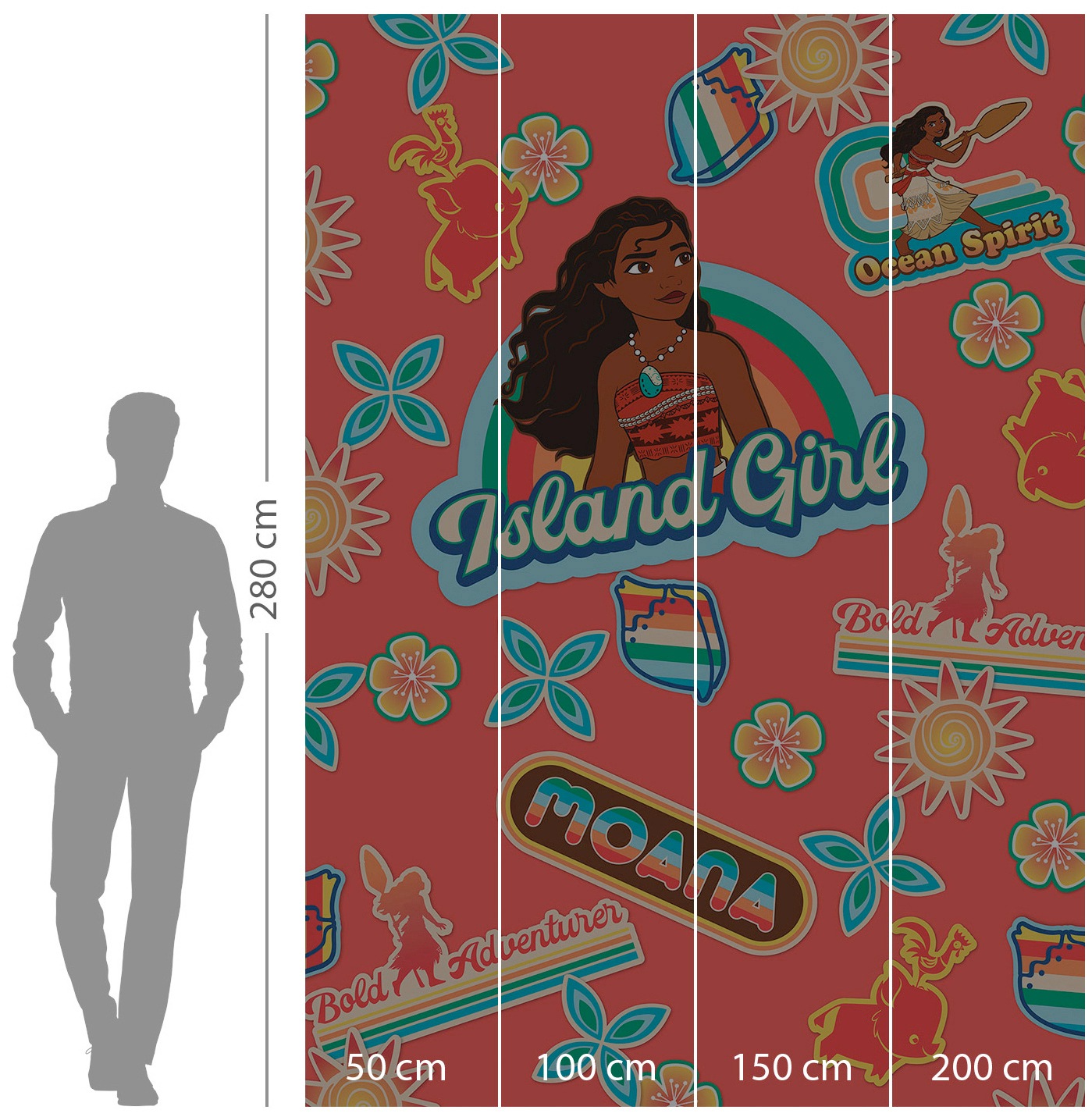 Komar Vliestapete »Digitaldruck Vlies - Moana Island Girl - Grösse 200 x 280 cm«, bedruckt, Kinderzimmer
