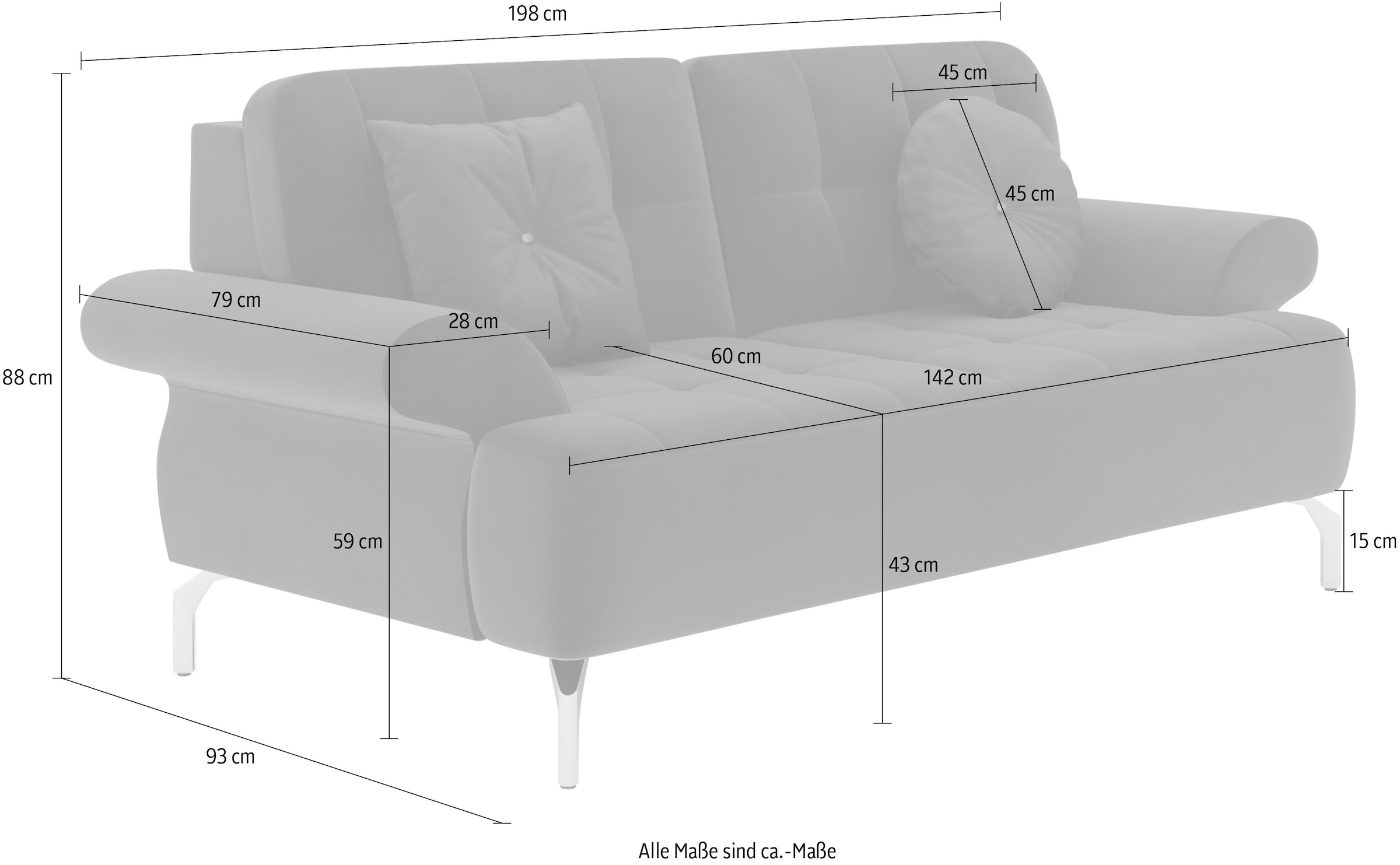 sit&more 2-Sitzer »Orient 1 V«, inkl. 2 Zierkissen mit Strass-Stein, goldfarbene Metallfüsse