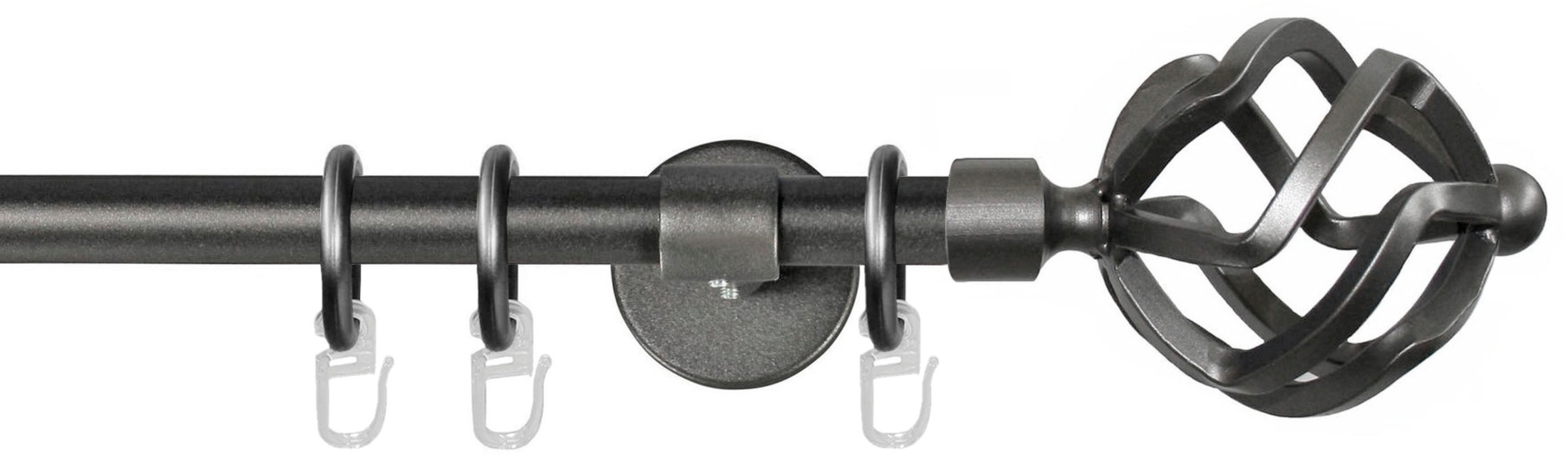 Image of GARESA Gardinenstange »RUSTIKA«, 1 läufig-läufig, Wunschmasslänge, rustikale Vorhanggarnitur, einfache Montage, m. Stangenverbinder verlängerbar, Wandmont, Eisen, m. Ringe, Endknopf Korb bei Ackermann Versand Schweiz