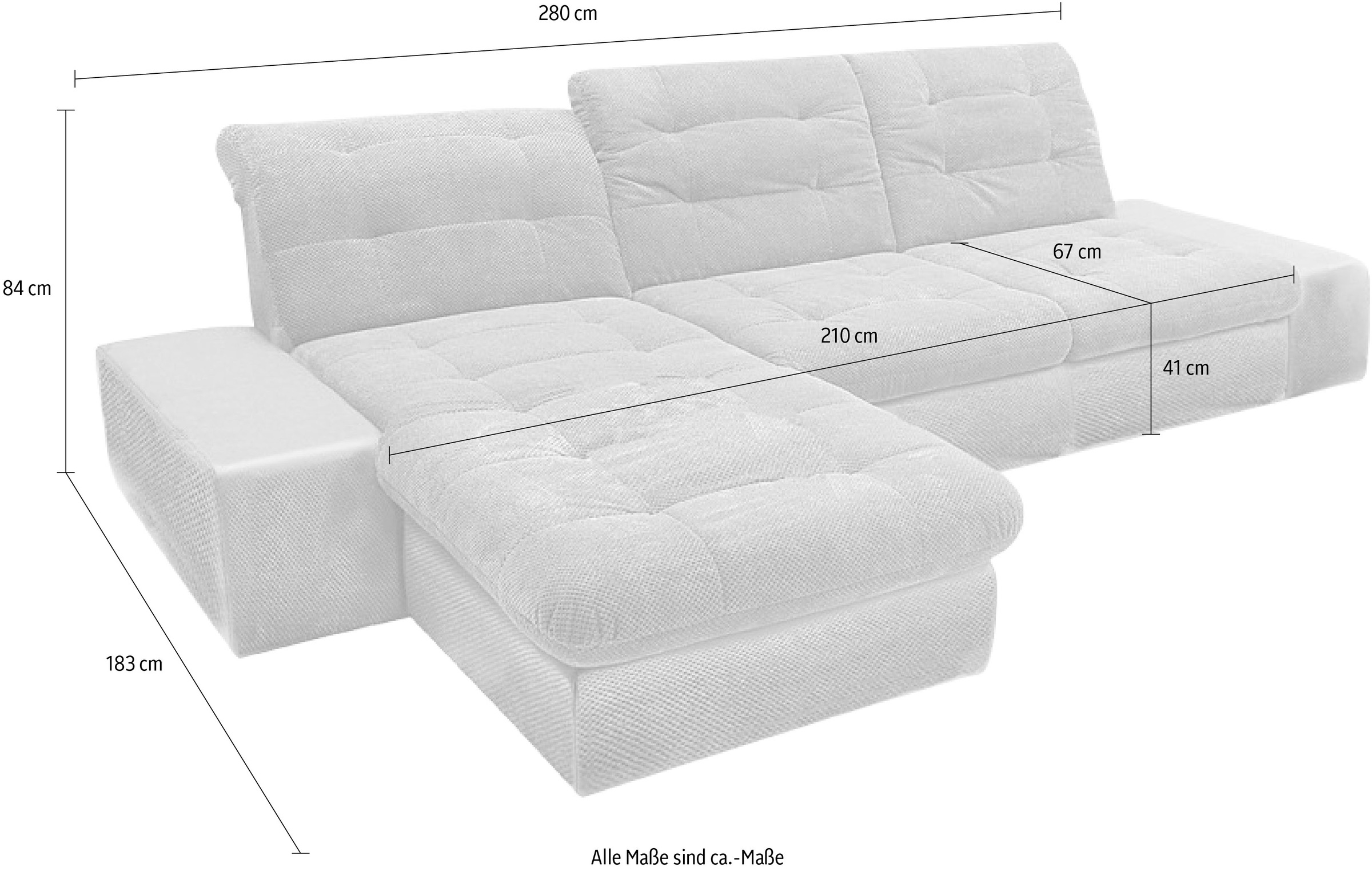 sit&more Ecksofa »Pale L-Form«, inklusive Kopfteilverstellung, wahlweise mit Bettfunktion