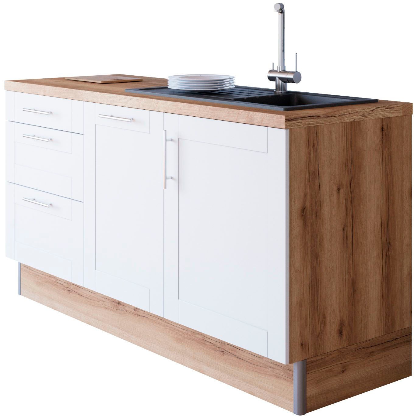 KOCHSTATION Küche »KS-Ahus«, 180 cm breit, wahlw.mit E-Geräten, Soft Close Funktion, MDF Fronten