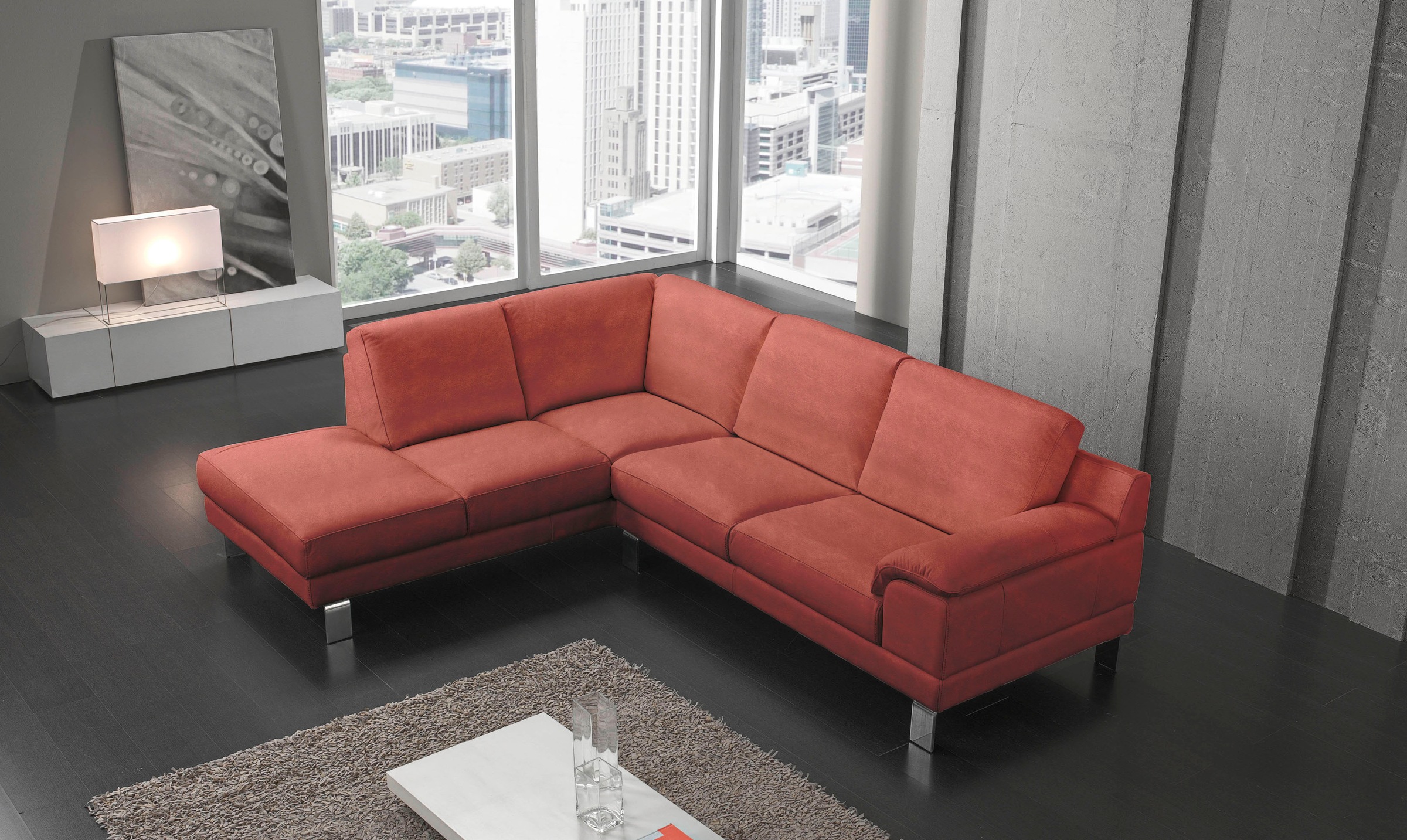 Egoitaliano Ecksofa »Shakira, Design und Sitzkomfort auf hohem Niveau, tolle Details«, mit Ottomane, L-Form, elegante Metallfüsse