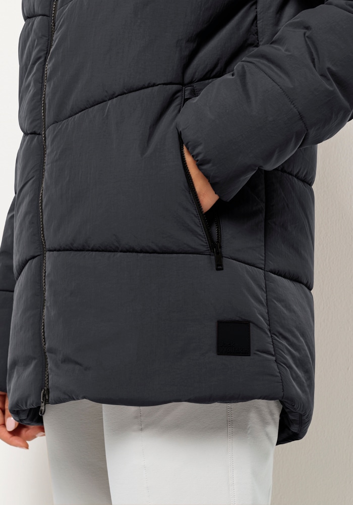 Jack Wolfskin Funktionsjacke »KAROLINGER LONG JKT W«, mit Kapuze