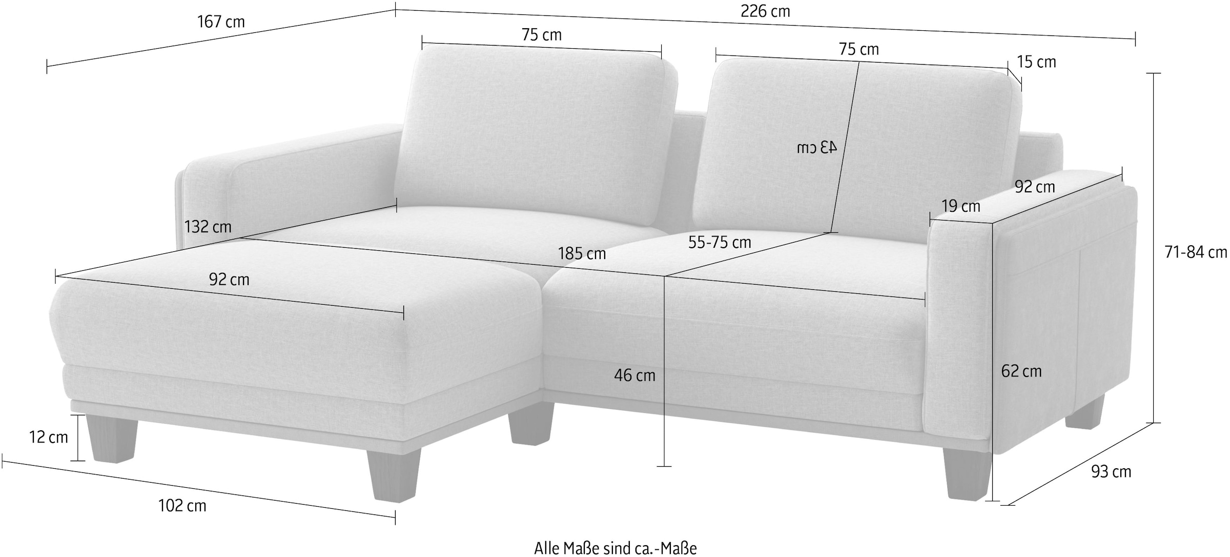 sit&more Ecksofa »Concept« Modernes Sofa in drei Fussfarben zur Auswahl