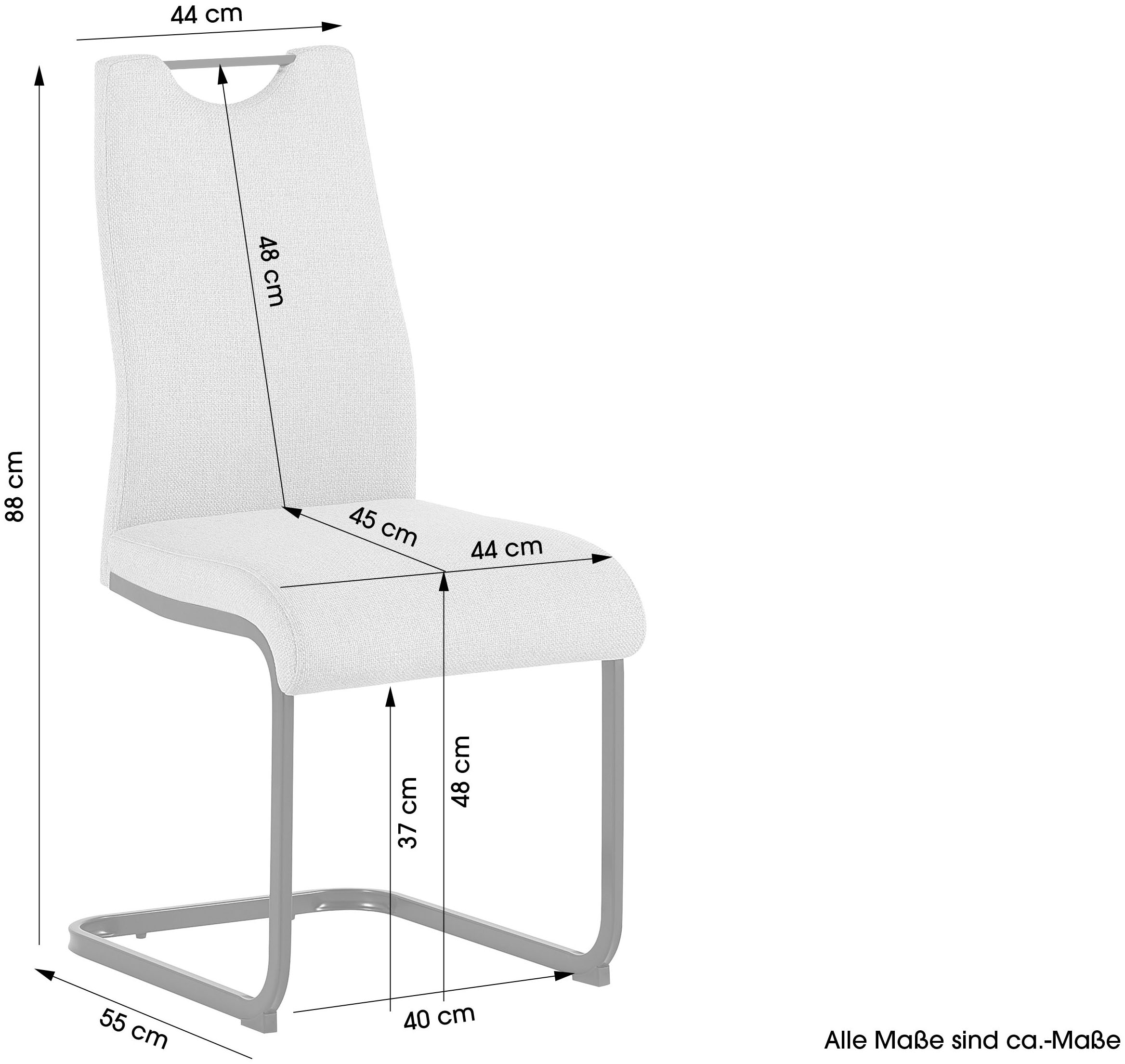 byLIVING Chaise cantilever »CAPRI« (Ensemble) 2 cuisWebstoff, bis 110 kg, Schaumstoff, Schwingstuhlgestell, mit Griff