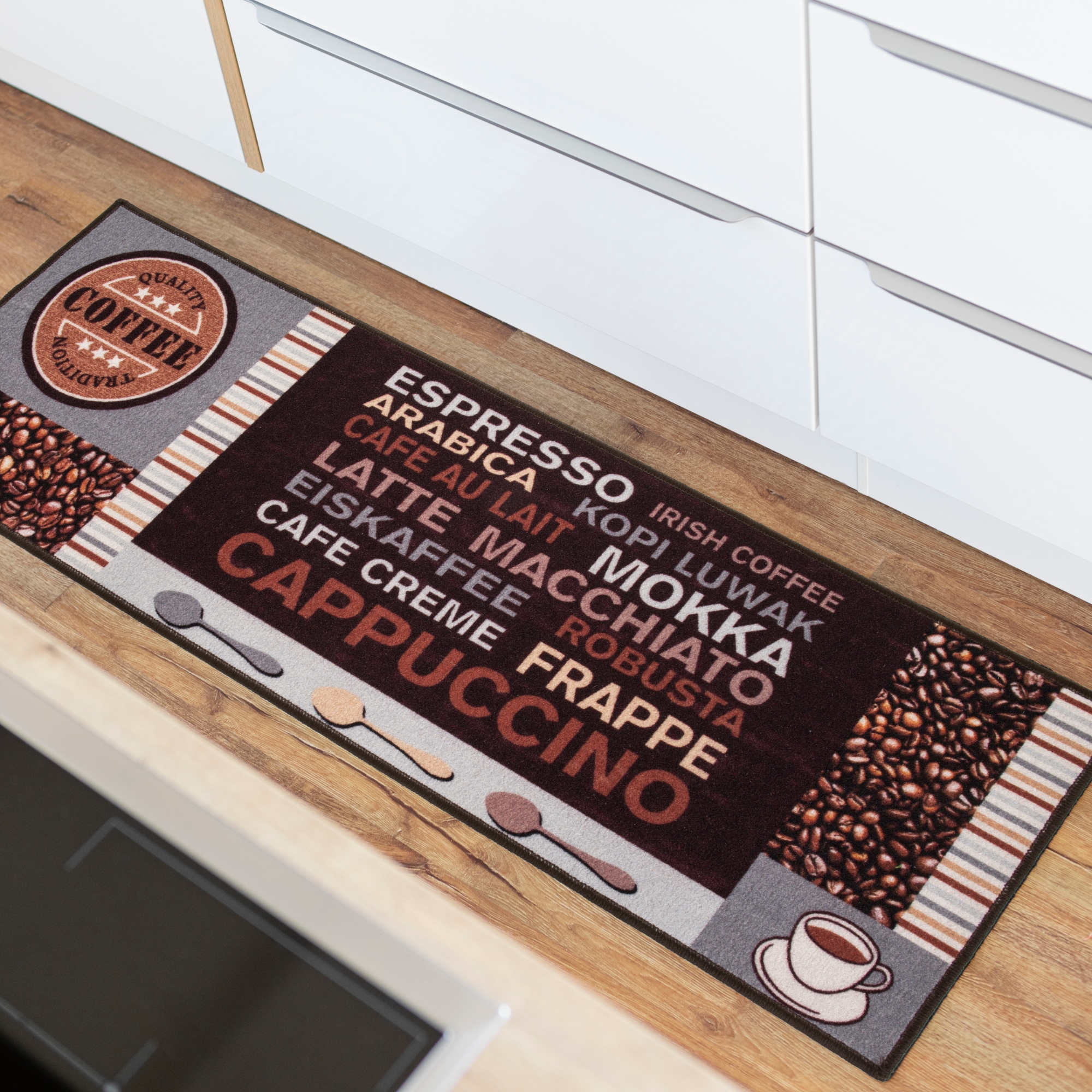 Andiamo Chemin de cuisine »Cafe Creme« Rectangulaire 4 mm Höhe Motiv Kaffee, mit Schriftzug, Grösse 50x150 cm, Küche