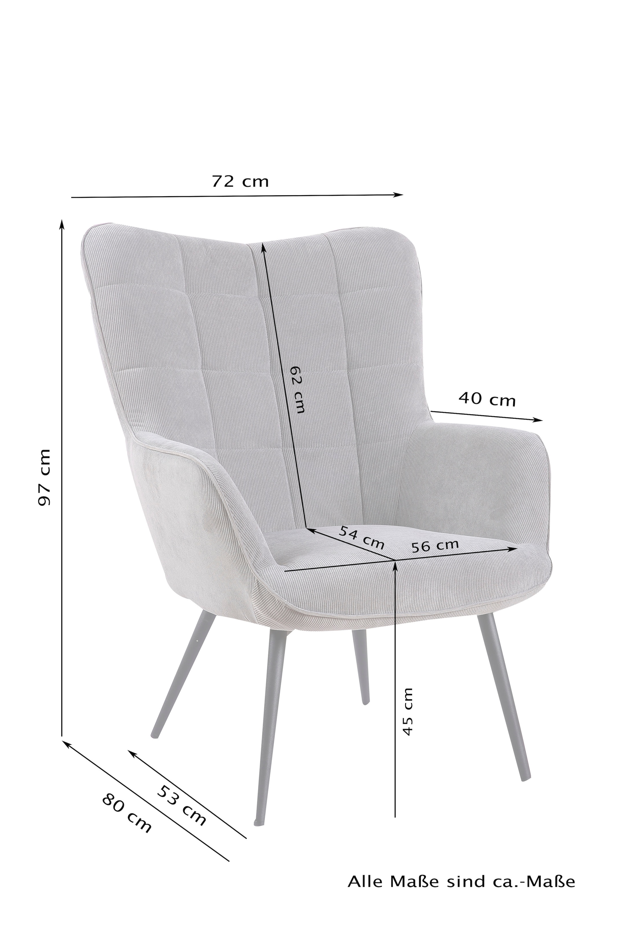 byLIVING Sessel »Uta« 1 Stk. tlg. wahlweise mit oder ohne Hocker, in Cord, Samt oder Webstoff