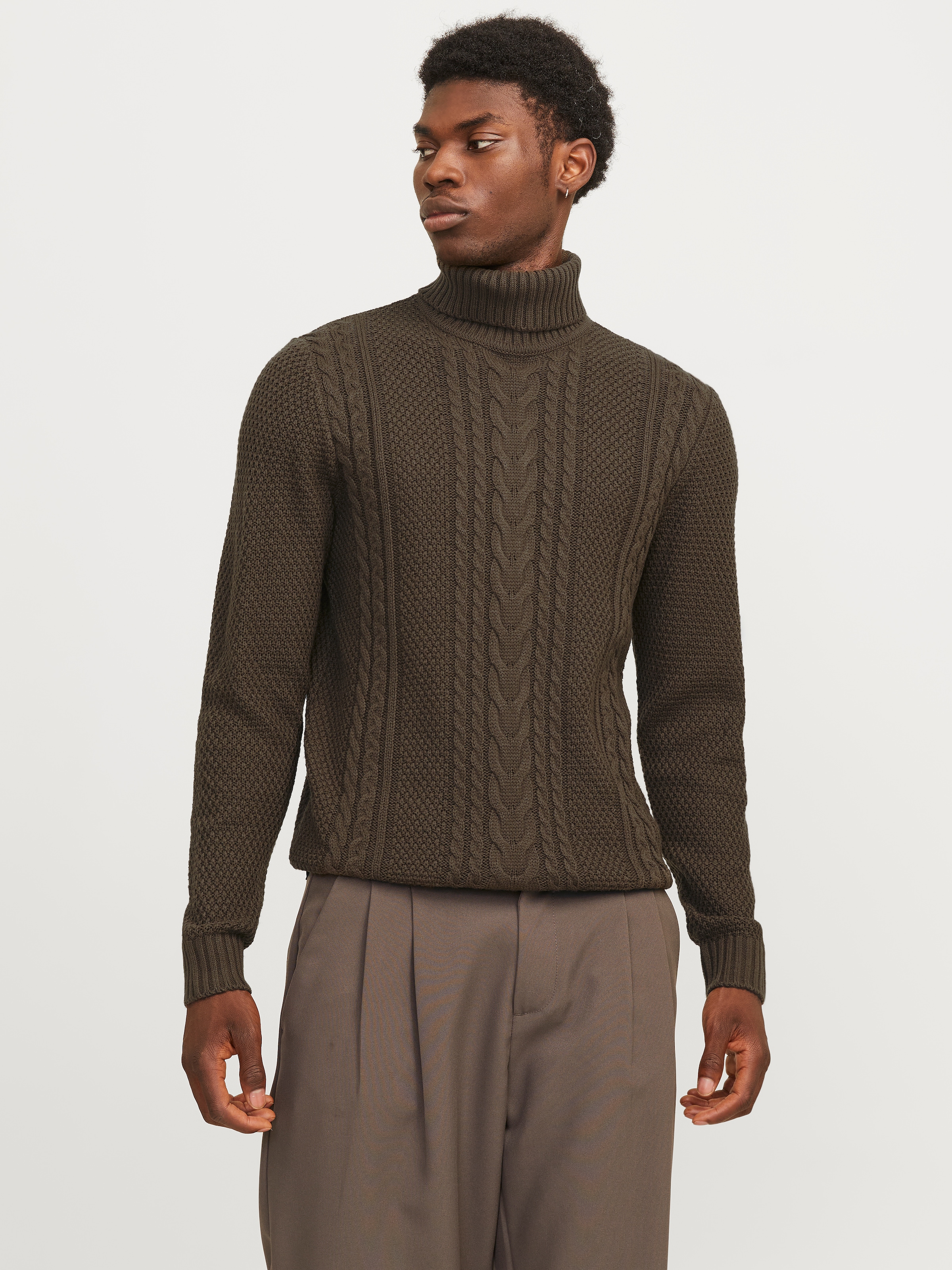 Rollkragenpullover »JJCRAIG KNIT ROLL NECK AW24«, mit Zopfmuster