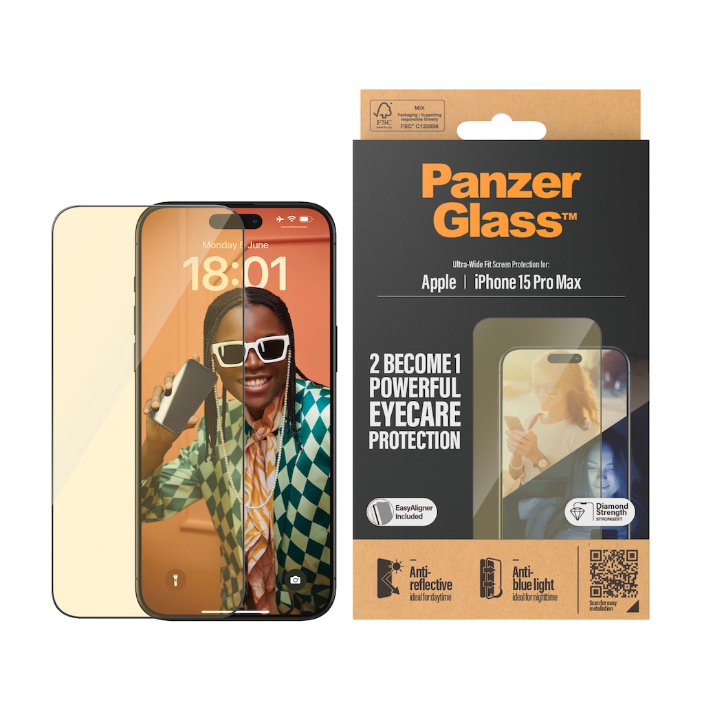 PanzerGlass Displayschutzglas »Eyecare Screen Protector«, für iPhone 15 Pro Max