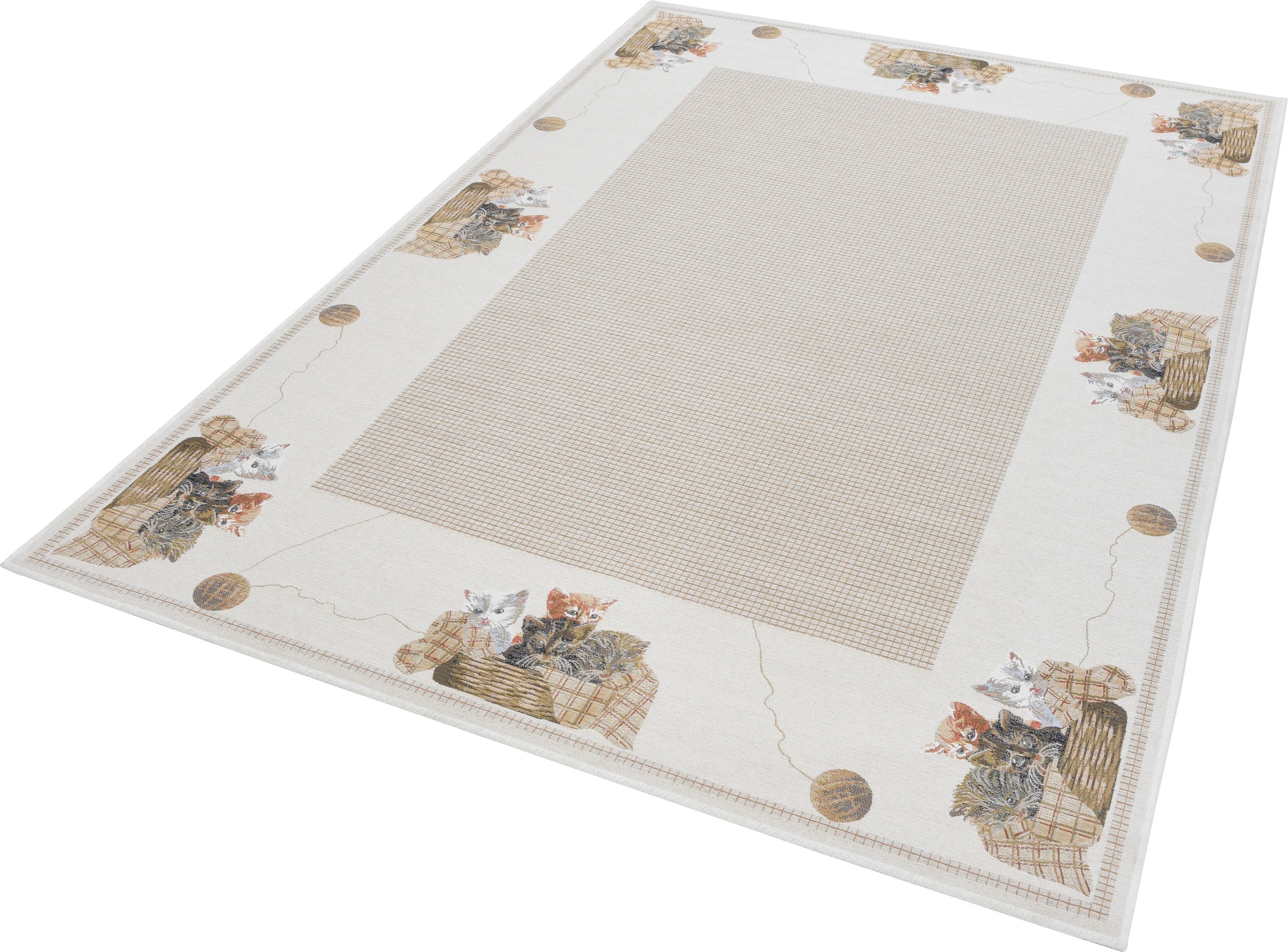Image of THEKO Teppich »Flomi Kitten«, rechteckig, 4 mm Höhe, mit Bordüre und niedlichem Katzenmotiv, ideal im Wohnzimmer & Schlafzimmer bei Ackermann Versand Schweiz