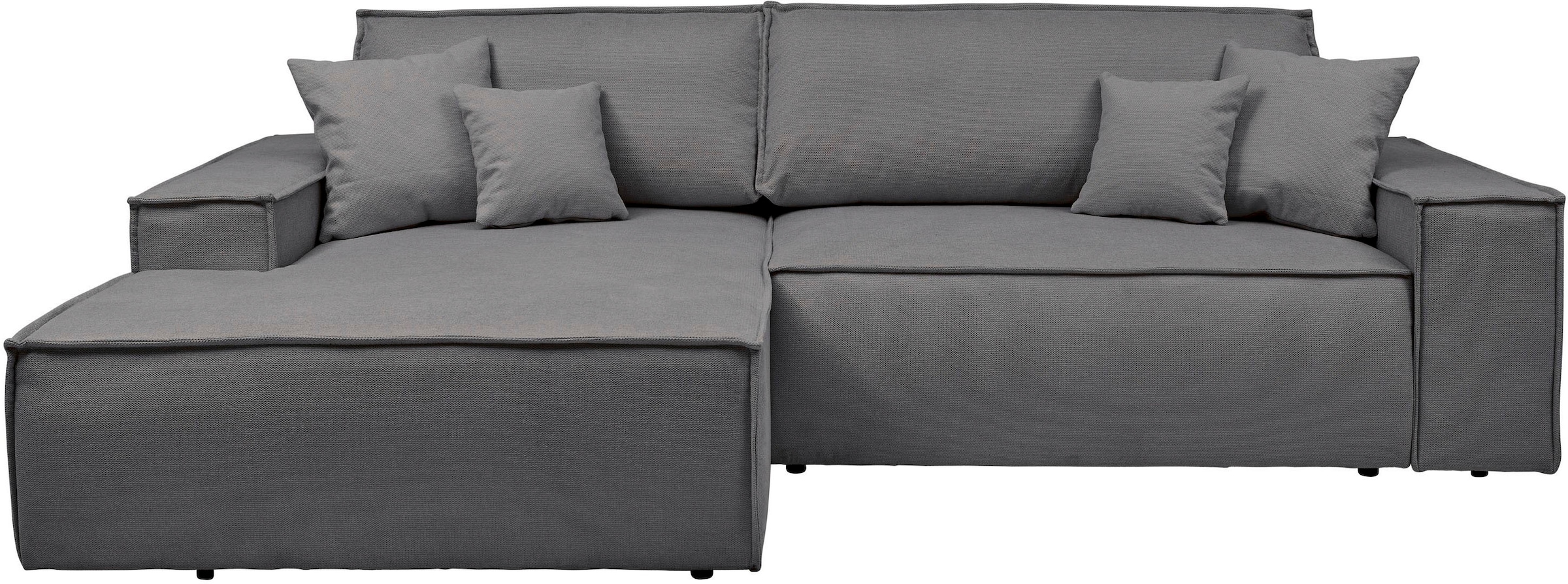 andas Ecksofa »Finnley Schlafsofa 267 cm in Bouclé, Struktur fein u. Cord, L-Form,«, Schlaffunktion m. Bettkasten (136/210 cm), Bouclé, Struktur und Cord