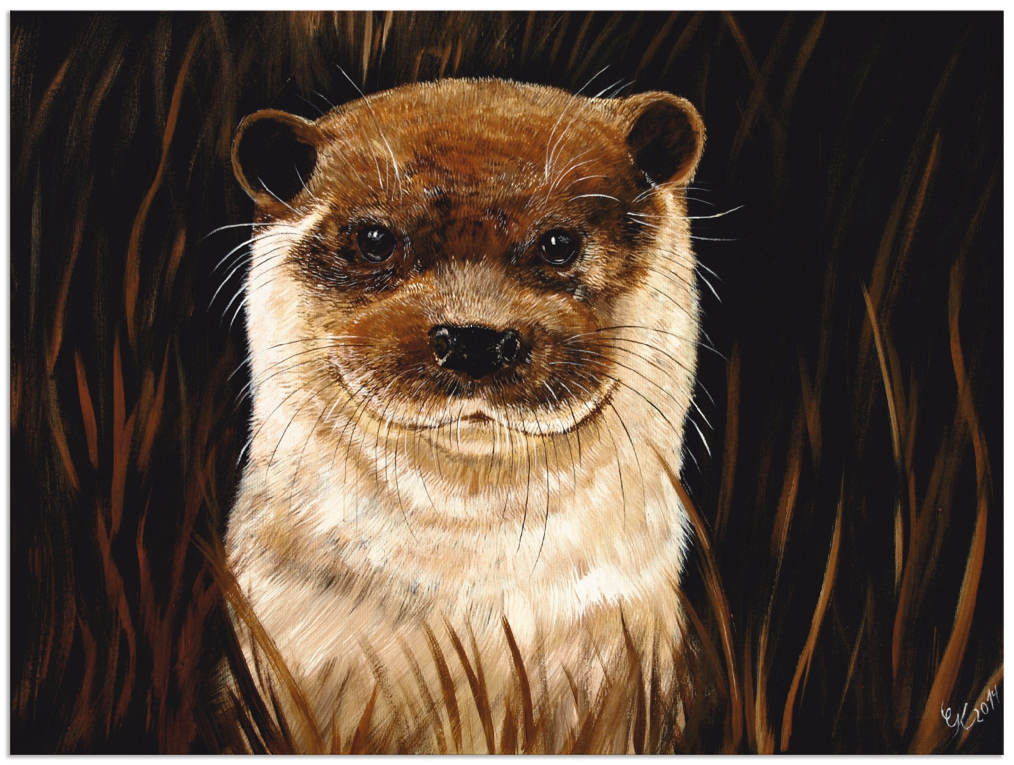 Image of Artland Wandbild »Otter im Gras«, Wildtiere, (1 St.), in vielen Grössen & Produktarten - Alubild / Outdoorbild für den Aussenbereich, Leinwandbild, Poster, Wandaufkleber / Wandtattoo auch für Badezimmer geeignet bei Ackermann Versand Schweiz