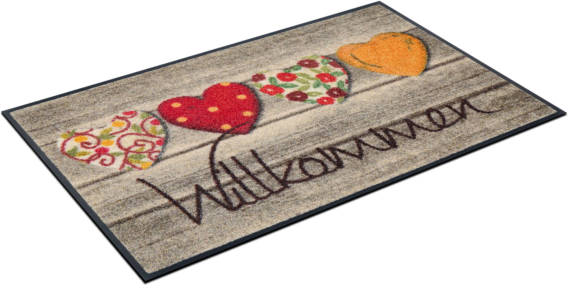 wash+dry by Kleen-Tex Fussmatte »Willkommensgruss« rechteckig 7 mm Höhe