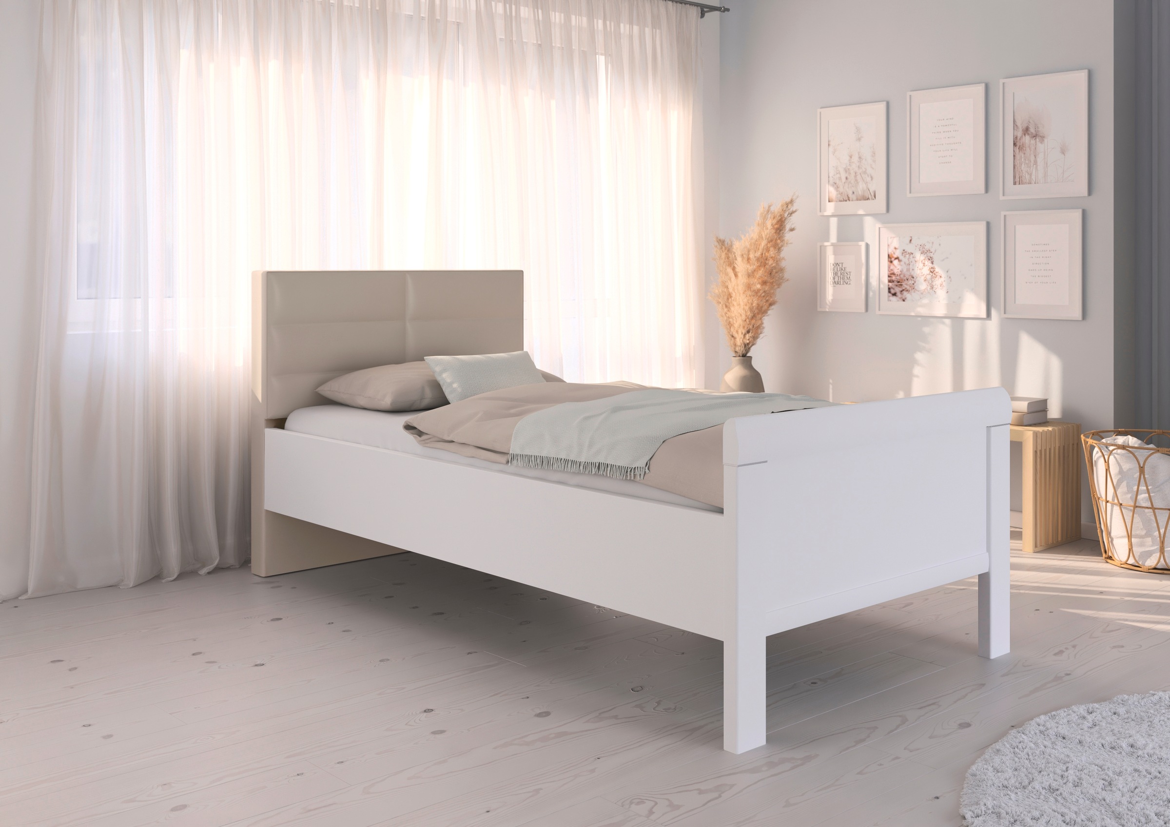 rauch Bett »Bett Einzelbett Stollenbett EVELYN« in Komforthöhe mit Polsterkopfteil in elegantem Stil MADE IN GERMANY