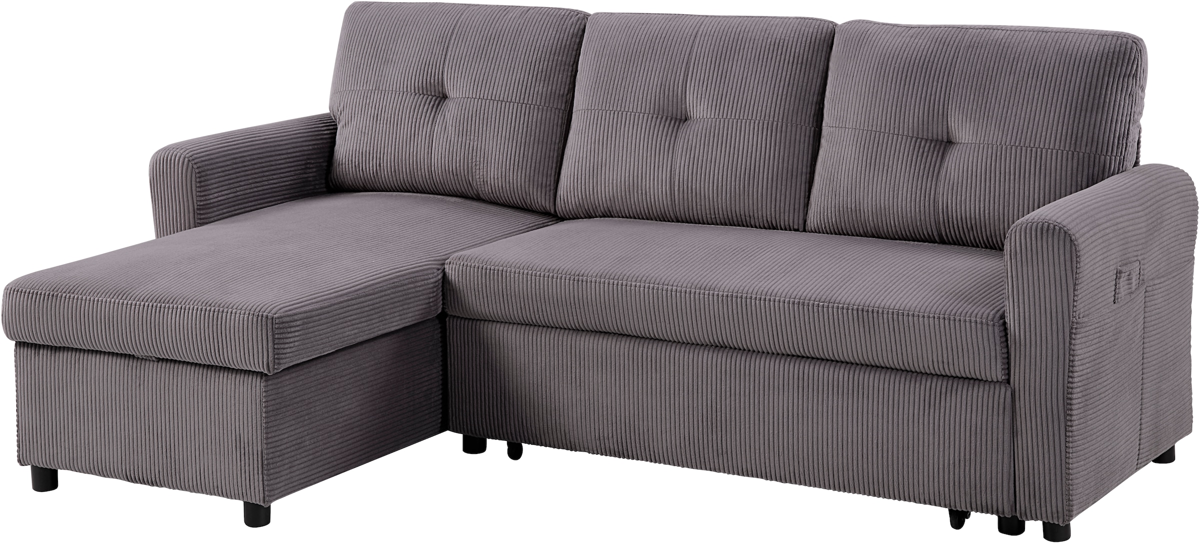 ATLANTIC home collection Schlafsofa »Gustavo L-Form«, mit Schlaffunktion, Stauraum & seitlichen Taschen