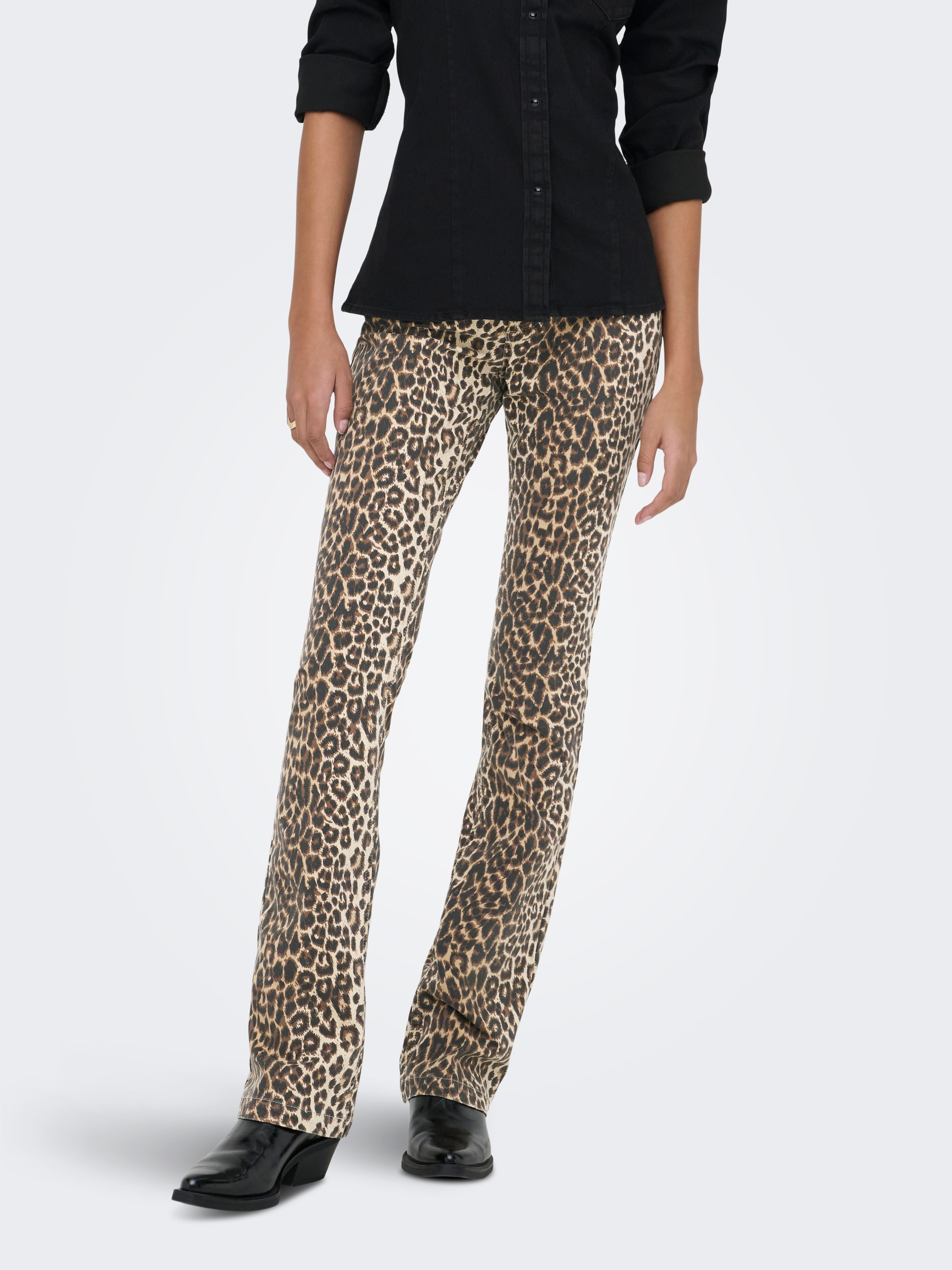 Image of ONLY Bootcut-Jeans "ONLMARY-HILLA MW FLARED AOP PANT PNT" Baumwollmischung, bootcut fit, Regular Waist