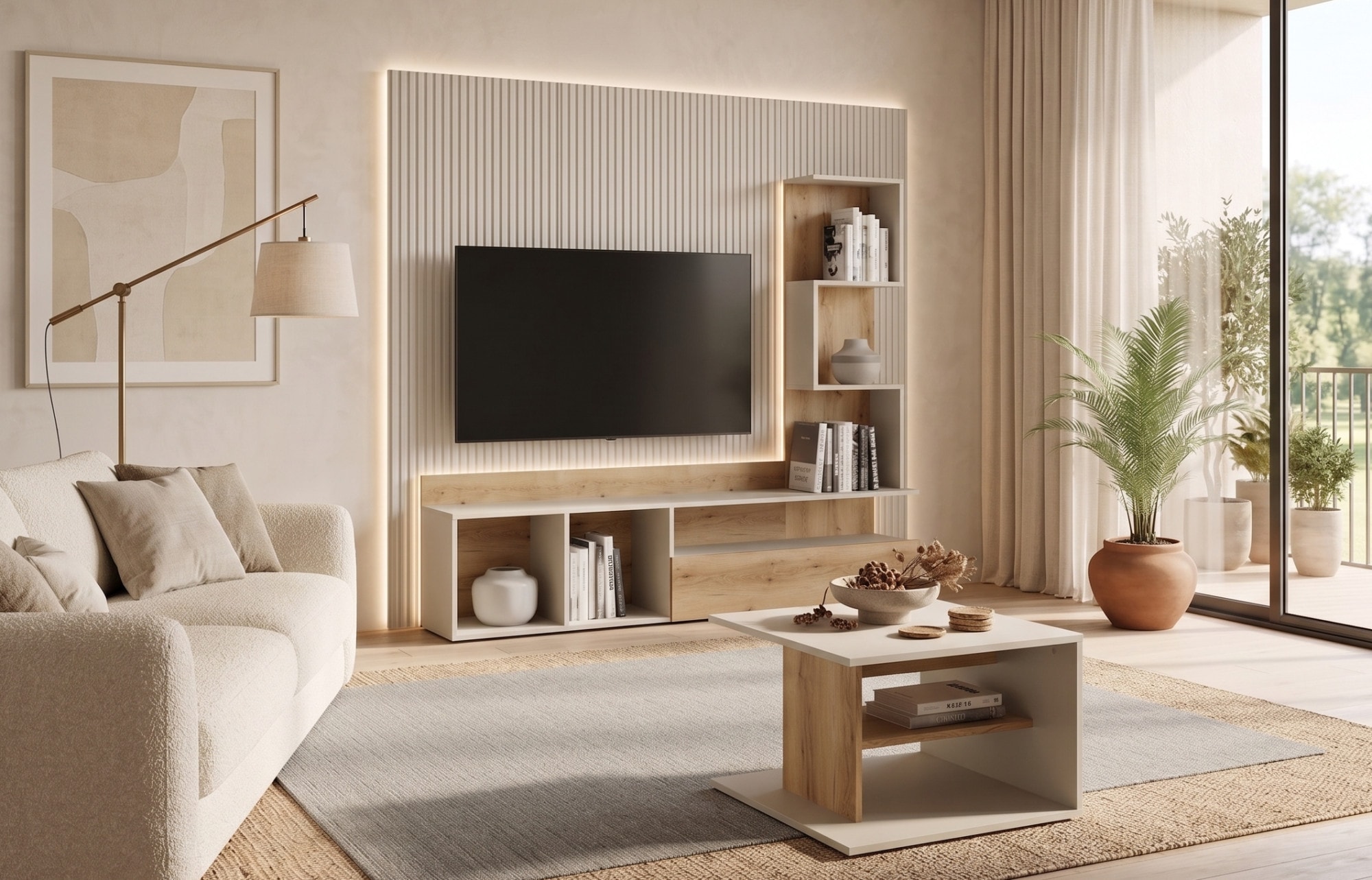 Home affaire Couchtisch »LUMIA Kaffeetisch mit viel Stauraum, 60x60cm, modernes Design« Beistelltisch mit Ablagefläche, Kaschmir/Natureiche