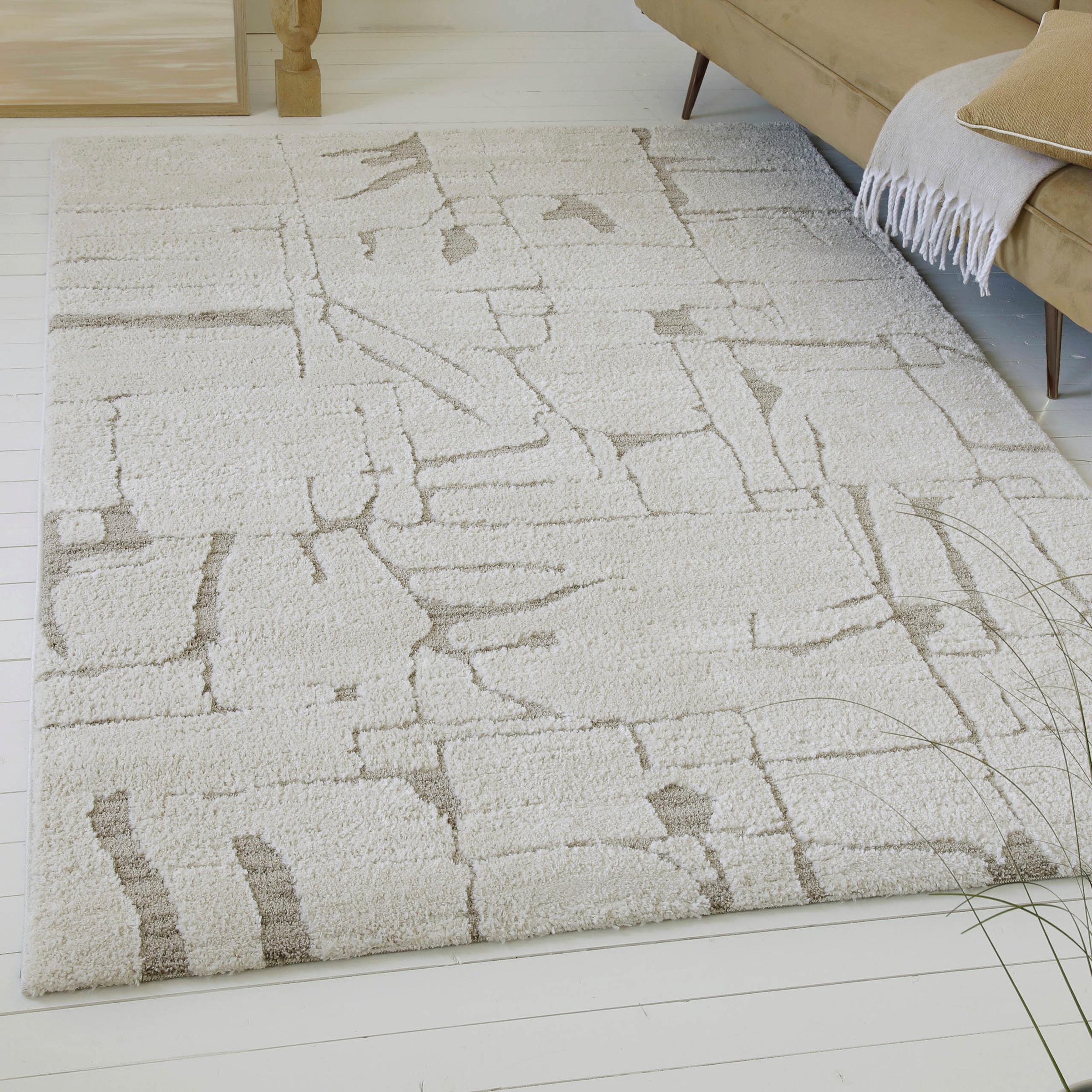 Image of GOODproduct Teppich "Serin" rechteckig 18 mm Höhe Kurzflor, Hoch Tief, modernes Design, weiche Oberfläche, Wohnzimmer