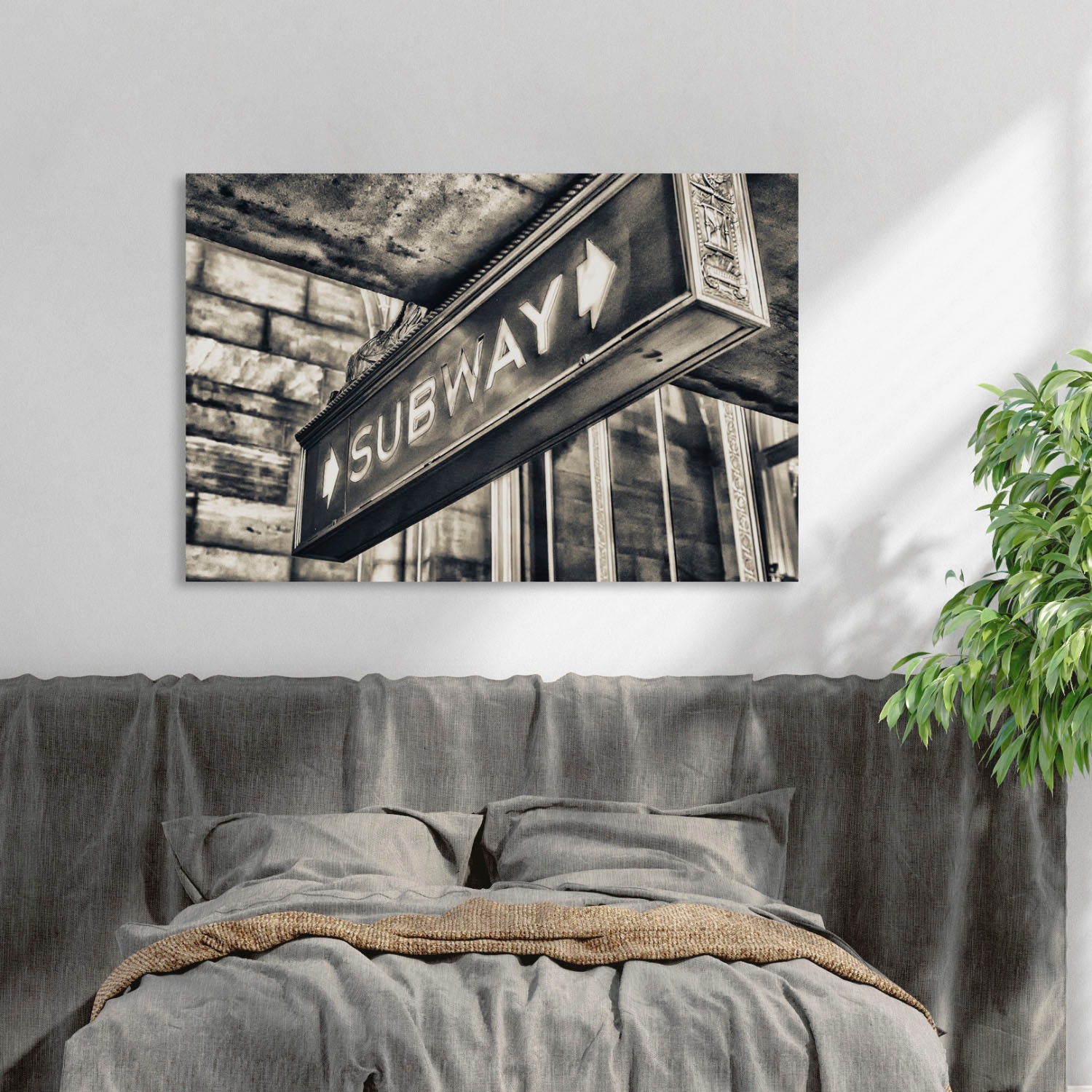 queence Acrylglasbild »SUBWAY Schild«, Elemente der Architektur-Schriftzug-Schwarz-Weiss-Schilder, Fine Art-Print in Galeriequalität