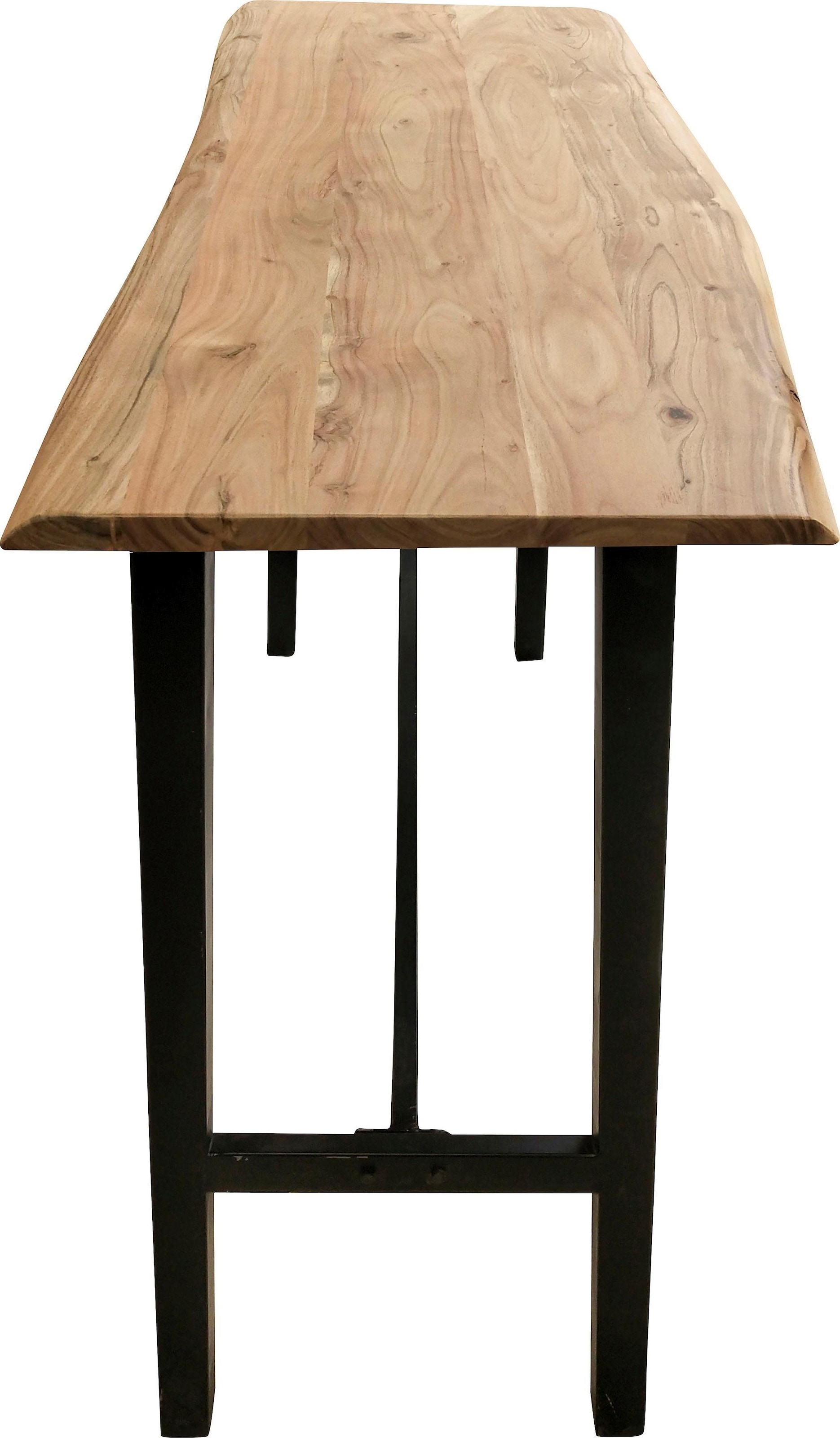 SIT Table de bar »Akazie Baumkante mit Stahlgestell antikschwarz« Bord naturel d'arbre en acacia massif à l'état naturel