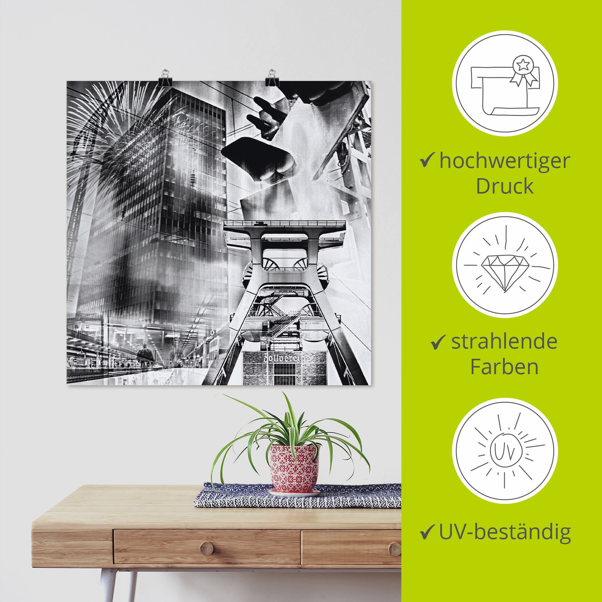 Artland Wandbild »Essen Skyline Abstrakte Collage« Architektonische Elemente 1 Stk. tlg. als Leinwandbild, Poster in verschied. Grössen